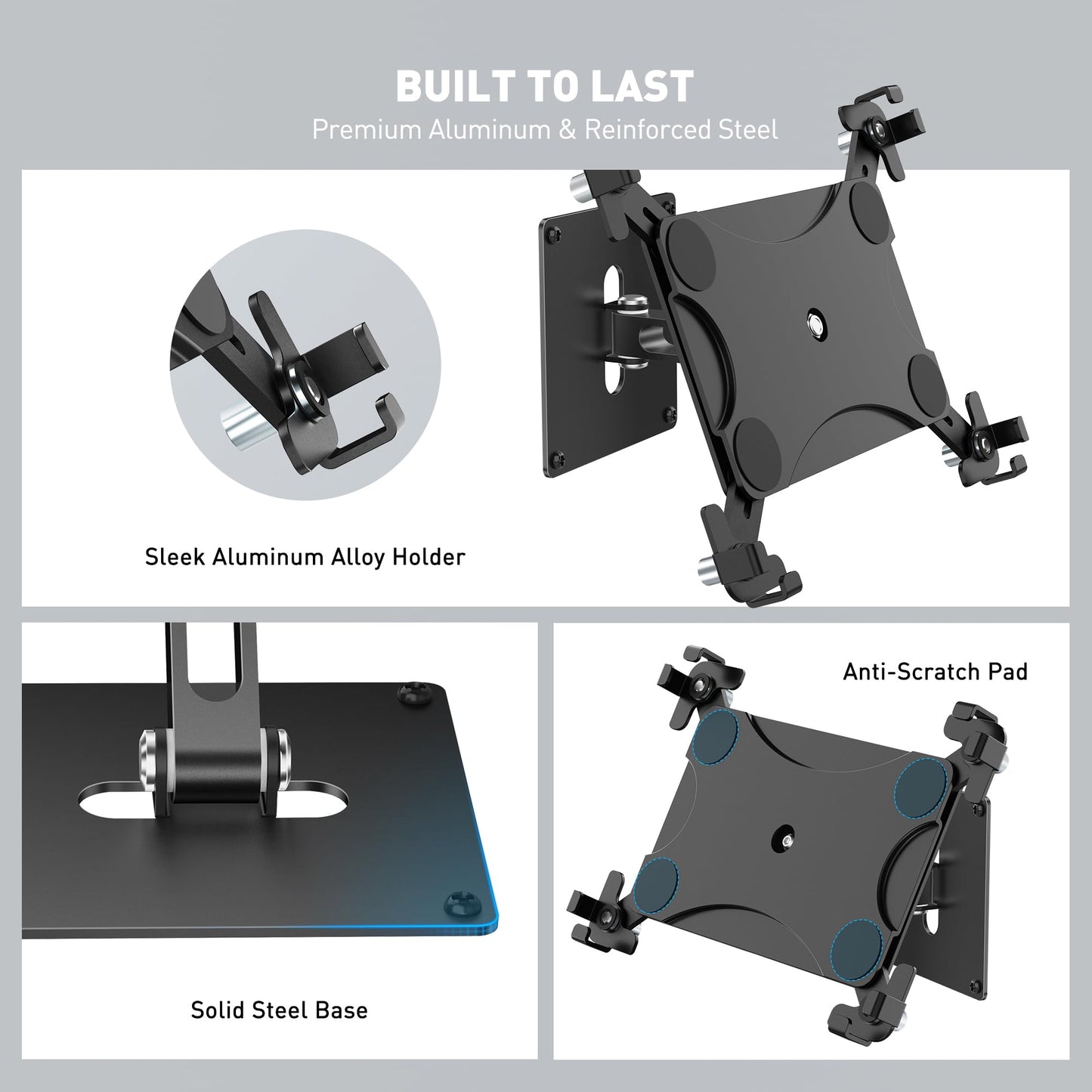 AboveTEK Universal Tablet Wall Mount, Anti-Theft iPad Mount with Locking Enclosure for 9.7"-13" Screen, Heavy-Duty Aluminum Kiosk for Business POS Display, Adjustable 360° Swivel & Tilt VESA Mount