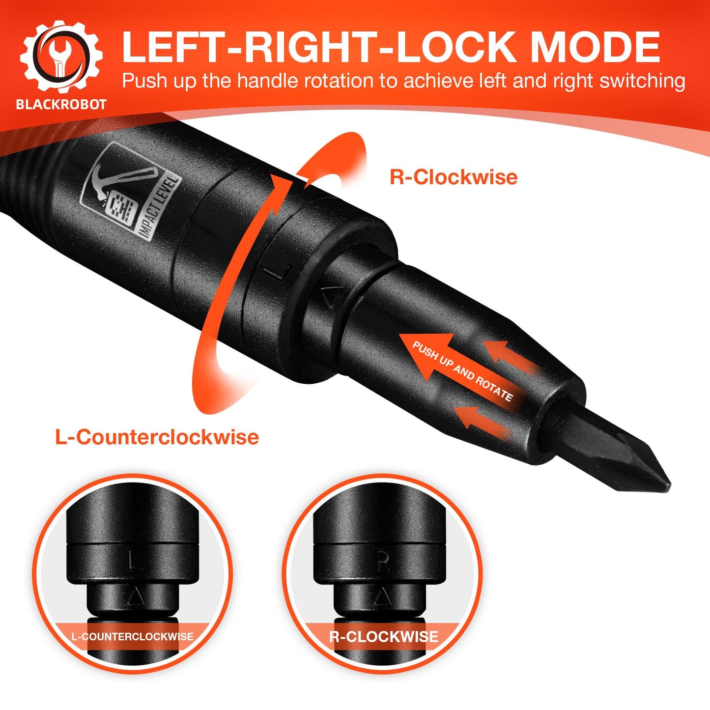 BLACKROBOT 1/2" Manual Impact Screwdriver Set, 10-Piece Reversible Hand Impact Driver, 5/16 Inch Bit Adapter S2 Steel Bits, Disengage Rusted Fasteners or Frozen Bolts
