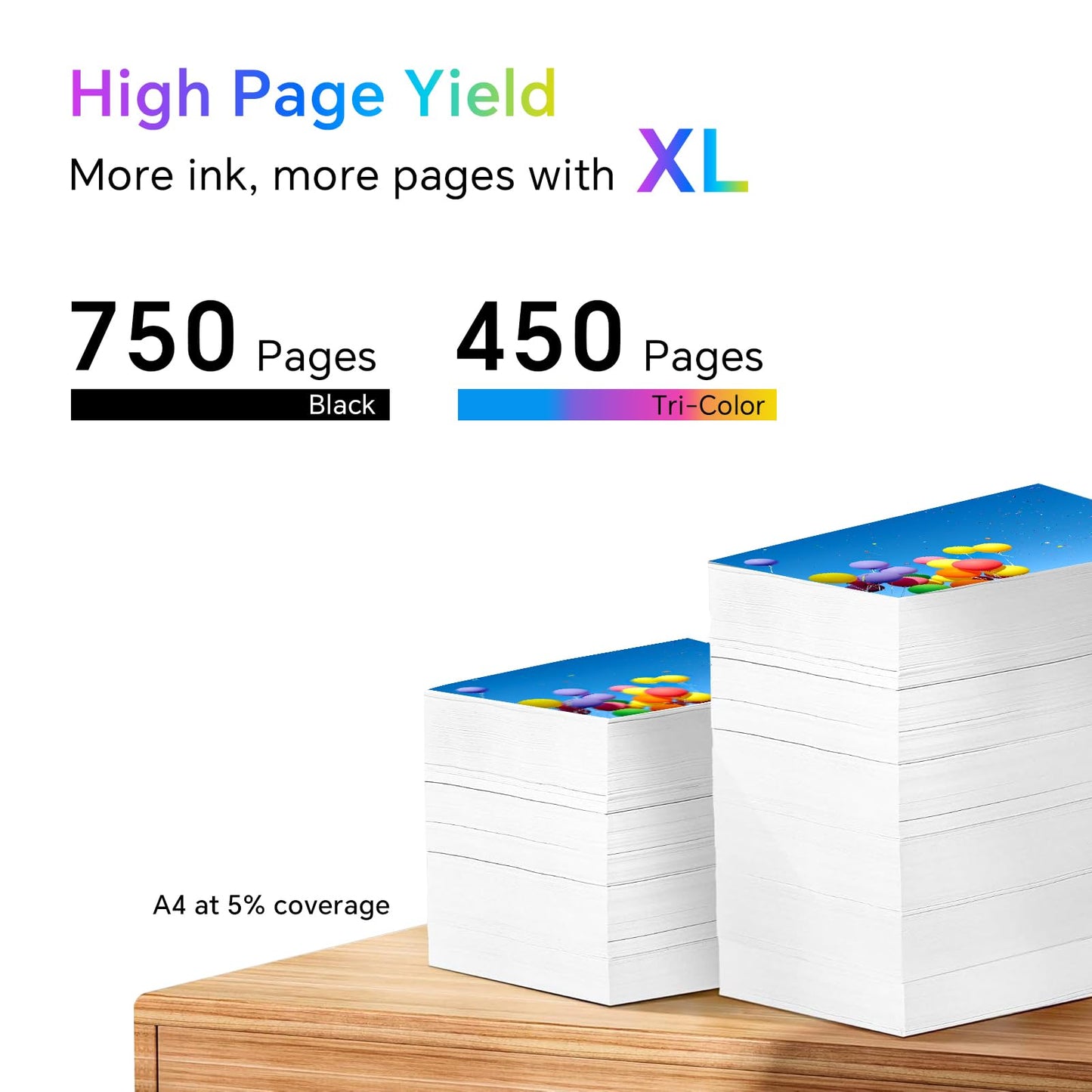 63XL Ink Cartridge Black and Colour for HP 63 Ink Cartridges 63 XL Work with HP Envy 4520 4522, Officejet 3830 3833 3836 4650 5255, DeskJet 3632 3630 Series Printer, 2 Pack
