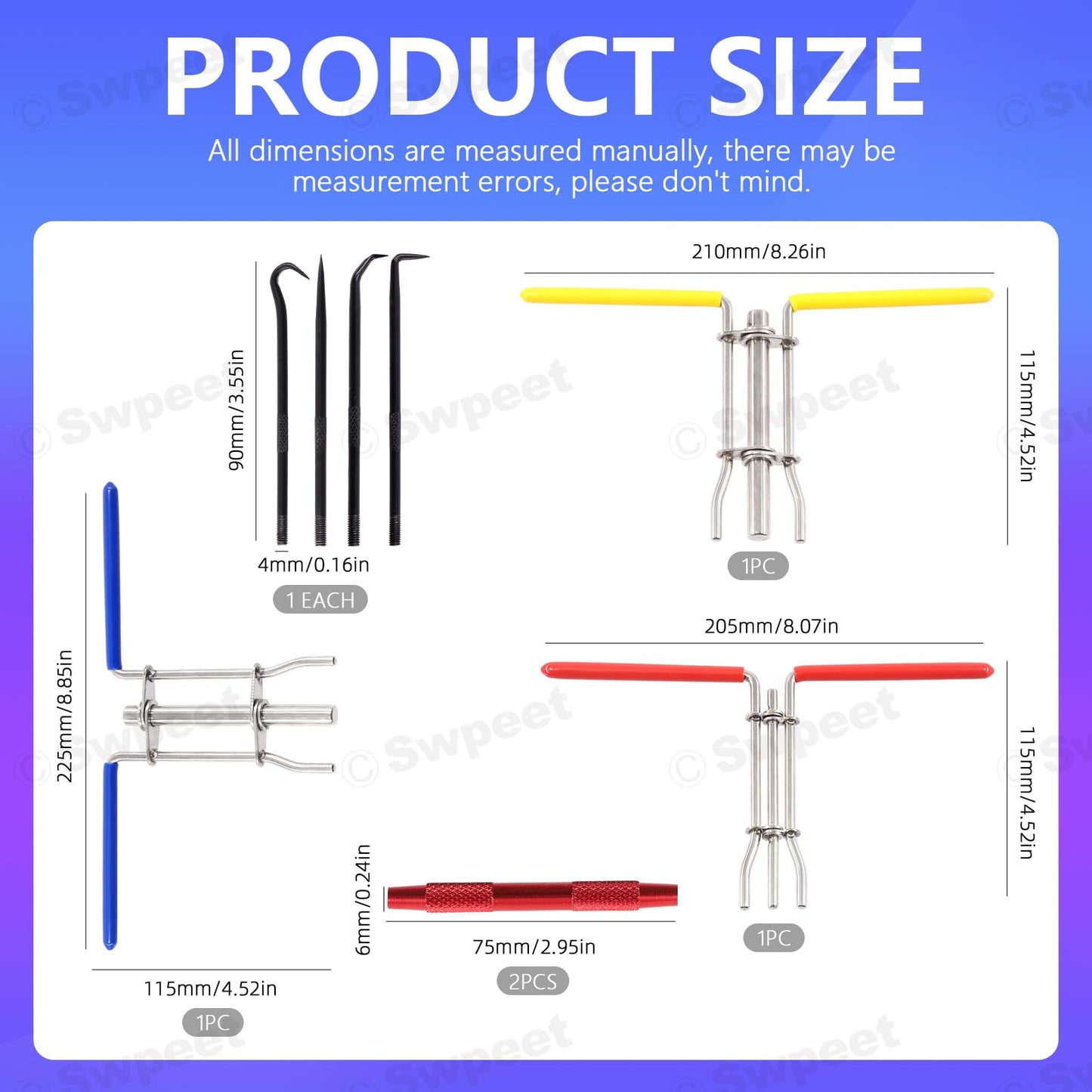 Swpeet 5Pcs Hydraulic Seal Installation Tool Hydraulic Cylinder Piston Repair Seal Tools U-Cup Rod Seal Twister Installation Tool with Pick and Hook Kit O-Rings Install Tool Set for Automotive（S/M/L）