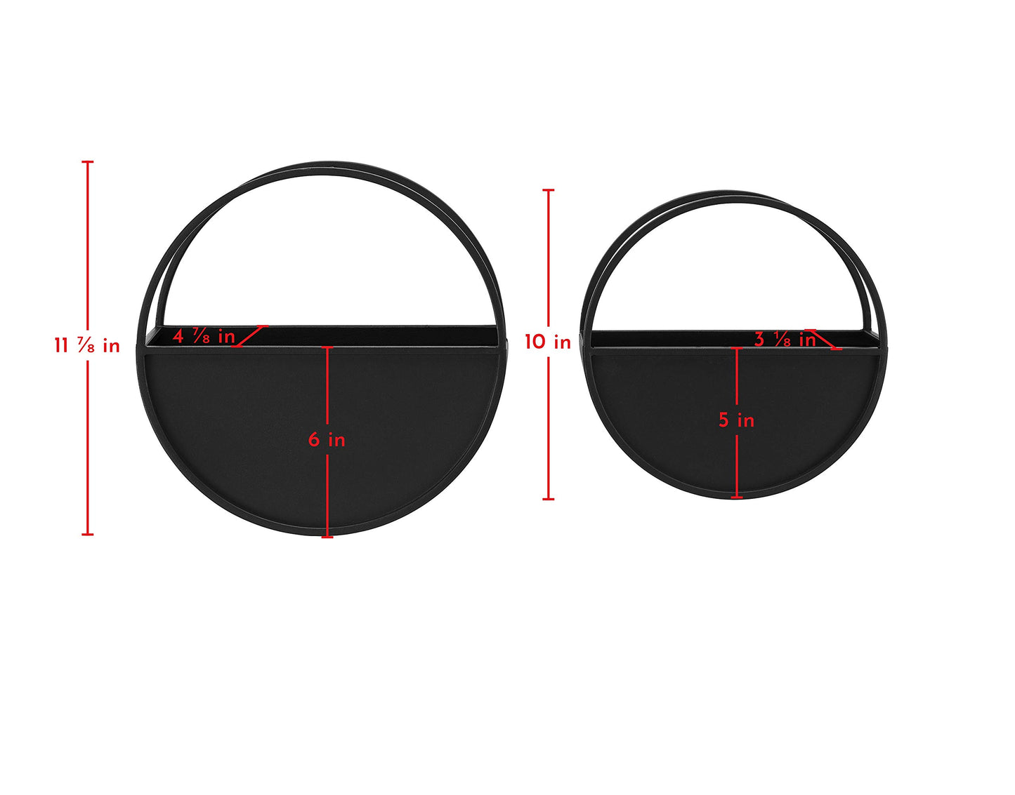 Danya B Round 2-Piece Iron Wall Planter Set Black - for Succulent, Mini Cactus, Air, & Faux Plants