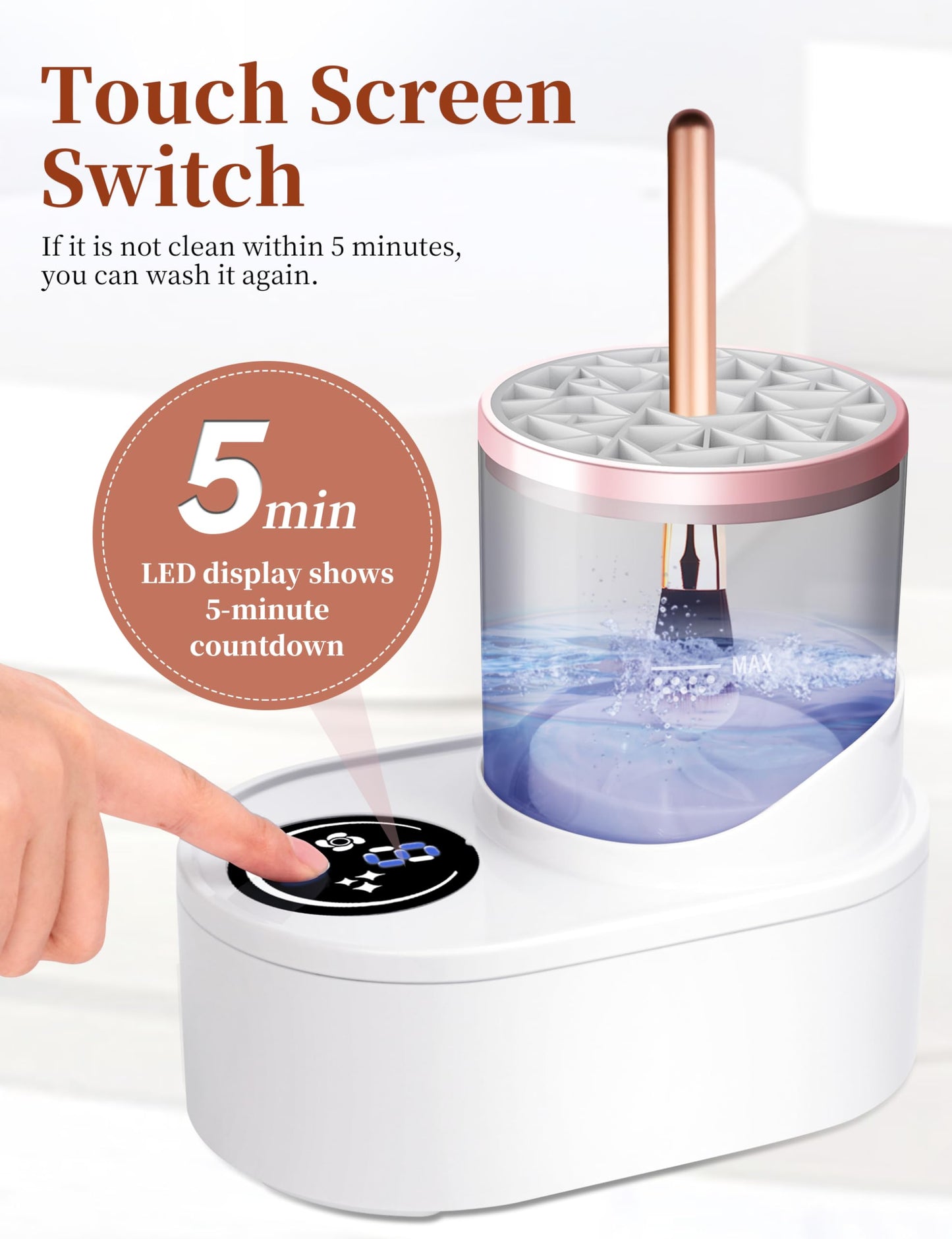 2-in-1 Electric Makeup Brush Cleaner Machine-Makeup Brush Cleaner Portable Automatic USB Cosmetic Brushes Cleaner Tool for All Size Beauty Makeup Brush Set,Contour, Eyeshadow, Blush Brush