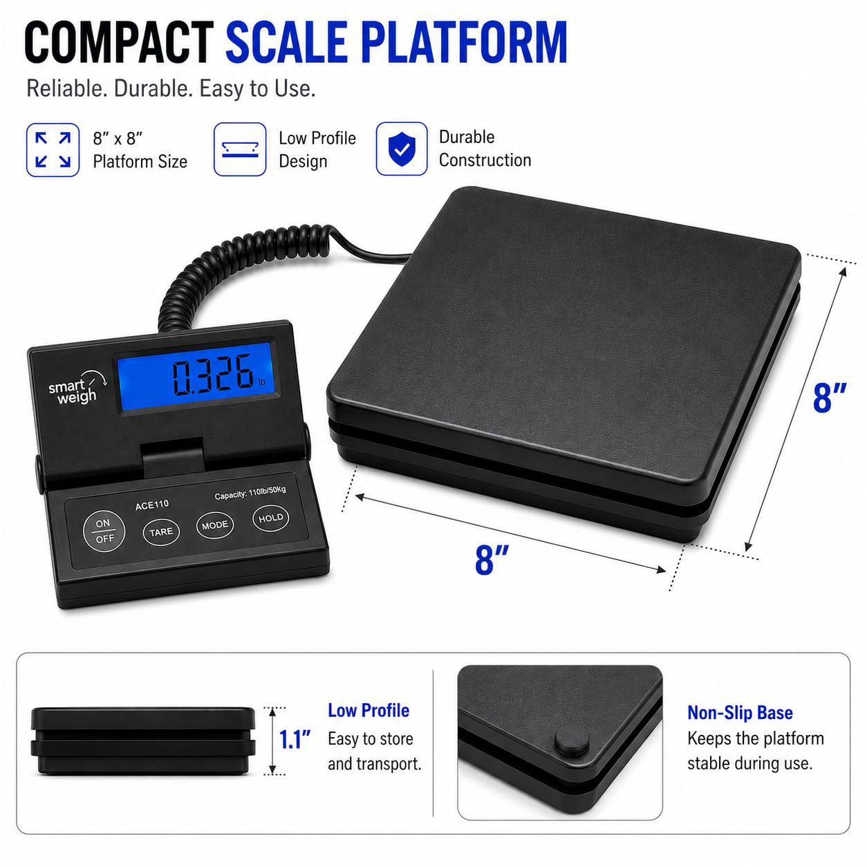Smart Weigh Digital Shipping and Postal Weight Scale, 110 lbs x 0.1 oz, UPS USPS Post Office Scale
