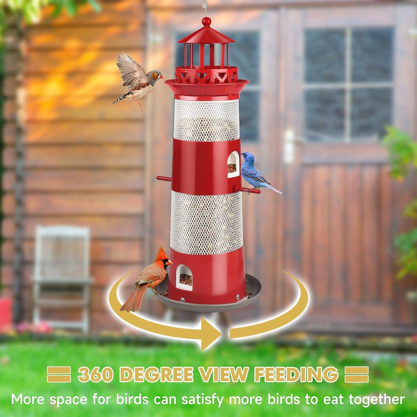 Decflow Bird Feeders for Outdoors Hanging, Wild Bird Feeder for Outside Bird, 4 lbs Large Capacity Durable Metal Bird Seed Feeder for Small Birds