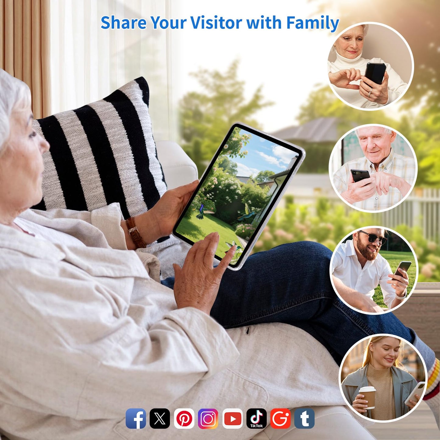 Bird Feeder with Camera,AI Identify Birds Species,Smart Bird Camera with Solar Powered,Auto Record FHD Bird Video in Backyard,Lawn,Instant Notifications,Ideal Gift for Family and Bird Lovers,Navy Blue