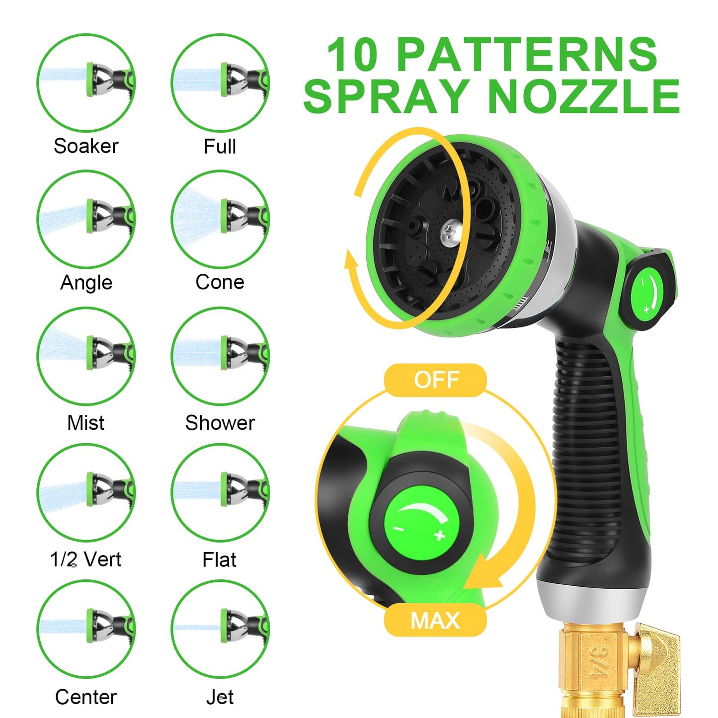 Expandable Garden Hose 100ft, Flexible Garden Hose with 10 Function Nozzle Multifunctional Watering Hose with Brass Connector Lightweight Retractable Long Hose Pipe with Hook and Storage Bag