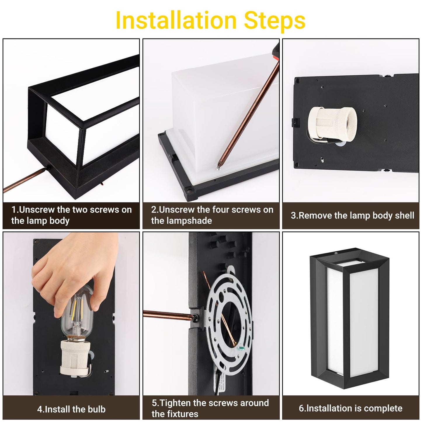 Tipace Outdoor Wall Light Modern Outdoor Porch Light Black Exterior Light Fixture Waterproof Front Door Light for House,Patio,Garage,Backyard,Hallway(2 Pack)