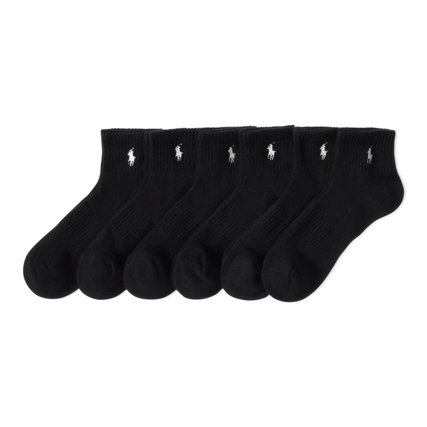 Polo Ralph Lauren Men's Classic Sport Solid Ankle Sock 6 Pack, Black, Men's Shoe Size: 12-17, Black, 12-17 Big Tall