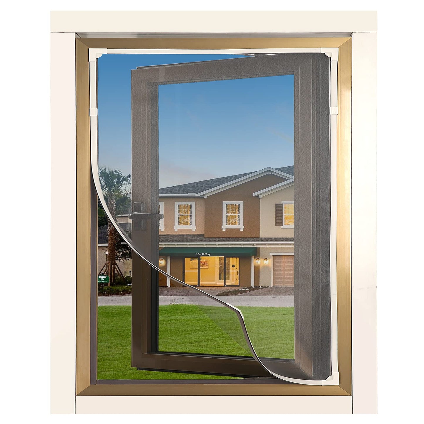 DIY Magnetic Window Screen Max 75"x51"((190x130cm) Fits Any Size Smaller Adjustable Easy Installation（ White Frame fire-Retarded mesh）
