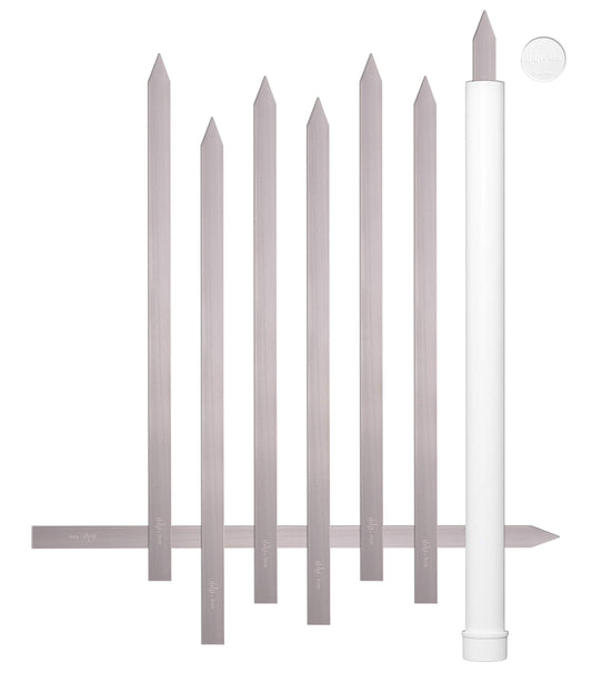 + HOM 8 Kebab 1" Wide Flat Skewers, Stainless Steel, No-Wood Handle, Koobideh Persian Kabob, Carrying Case