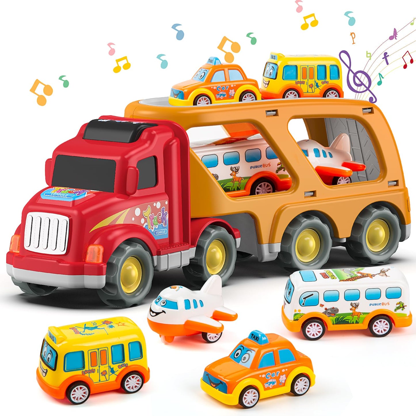 Veslier Toddler Toys Car for Boys Girls Age 3-5, 5 in 1 Carrier Transport City Vehicles Toys,Kids Toy Cars for Toddlers 3, Christmas Birthday Gift for Toddlers