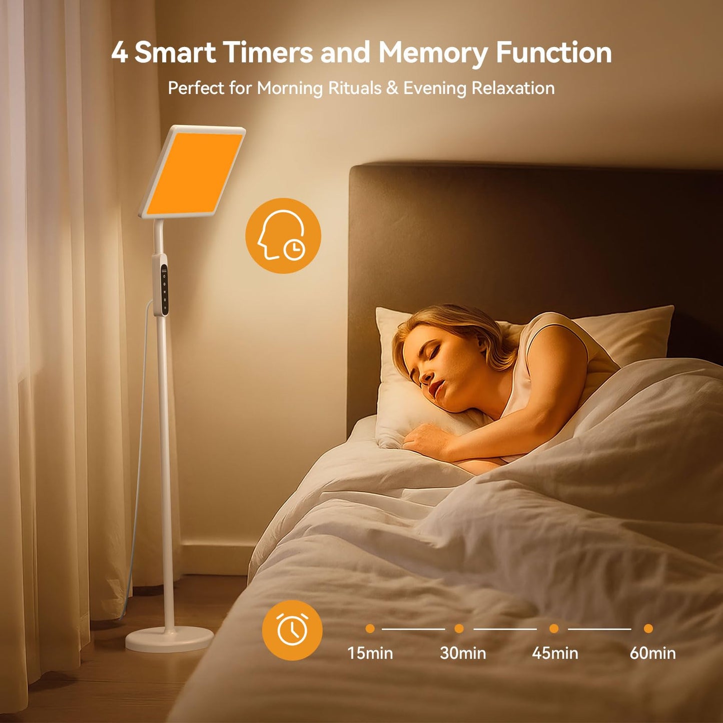 12000 Lux Sun Lamp, Full Spectrum Sunlight Lamp, Floor Lamp with Adjustable Height, Remote Control, 4 Color Temp, 5 Brightness, 4 Timers, Home Office Use