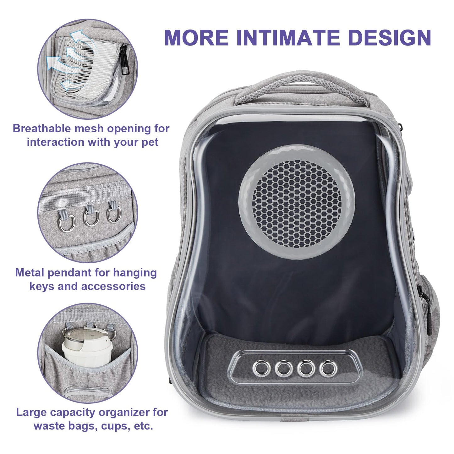 Ownpets Cat Backpack Carrier, Breathable Bubble Pet Backpack for Cats and Small Dogs up to 15lbs, Transparent & Foldable Pet Carrier for Travel, Hiking, and Outdoor Adventures