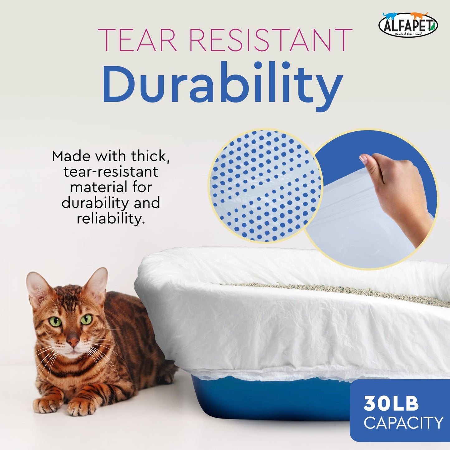 Alfapet Kitty Cat Sta-Put Elastic Sifting Litter Box Liners Jumbo Size 5 Count (3-Pack/Boxes)