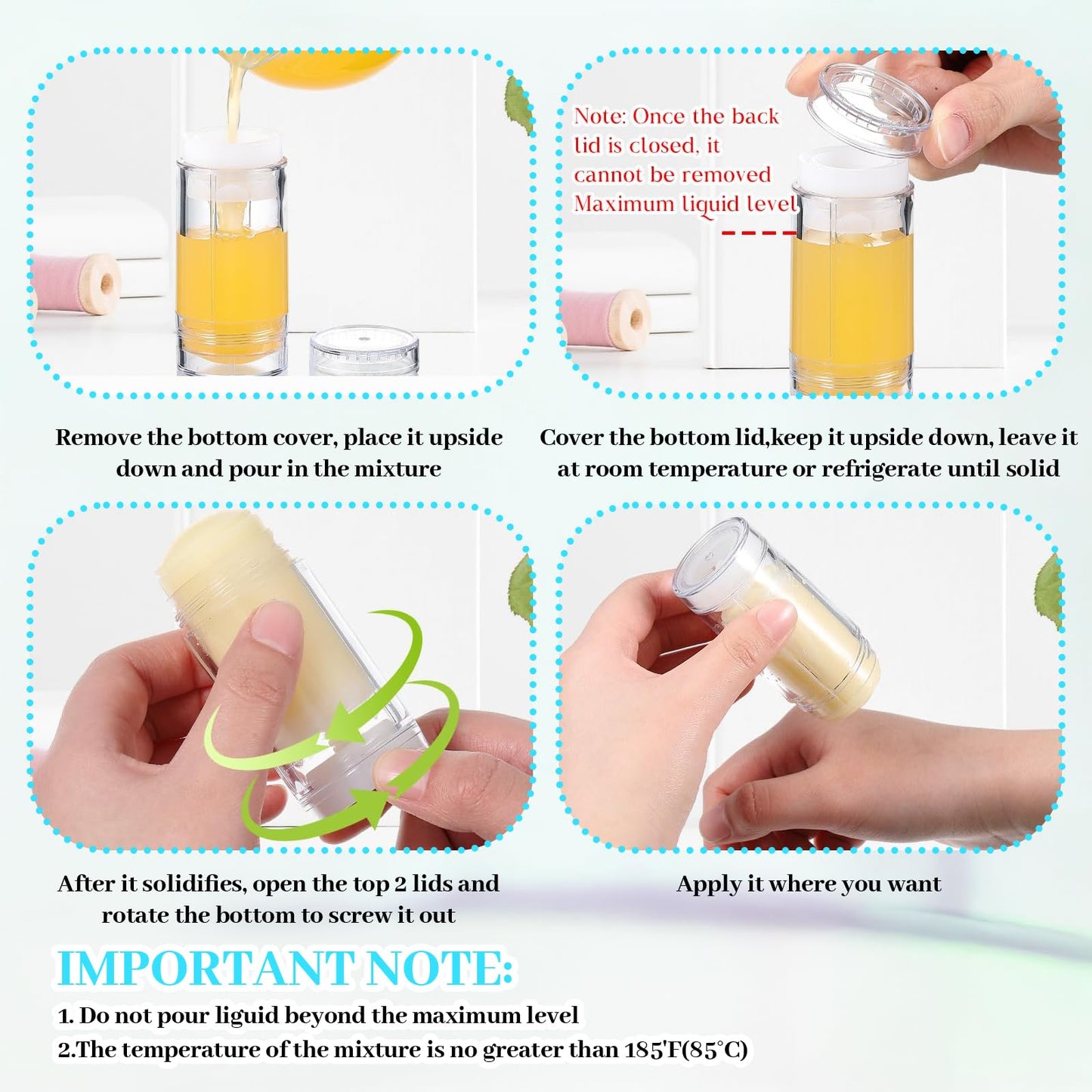 30 Pcs 30ml Empty Deodorant Containers, 1 Oz Plastic Twist Up Filling Stick Deodorant Container, Refillable Clear Lip Balm Tubes DIY Lipstick Crayon Empty Balm Travel for Lotion Stick (Clear)