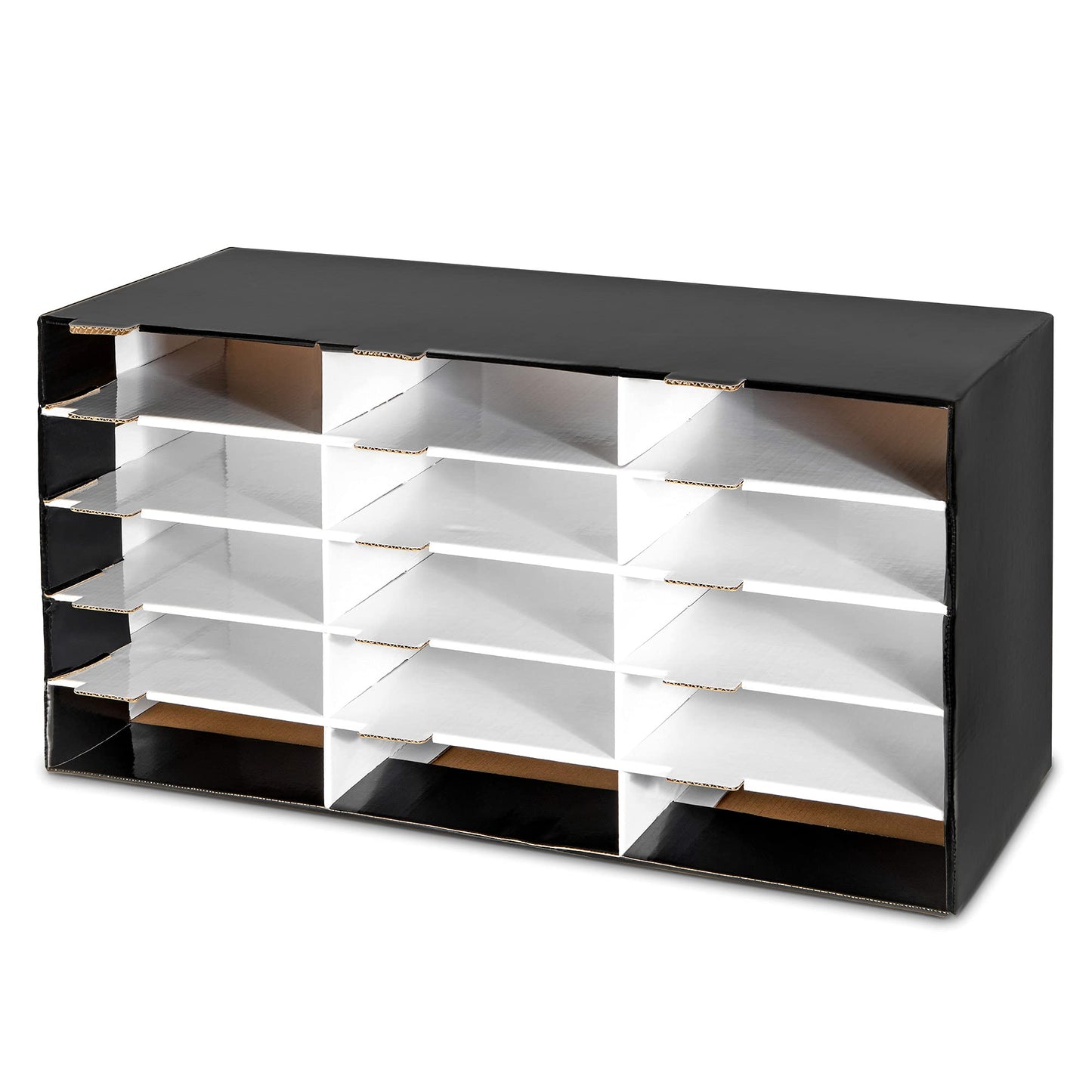 Amazon Basics File Organizer, Corrugated Cardboard, 15 Slots, Black