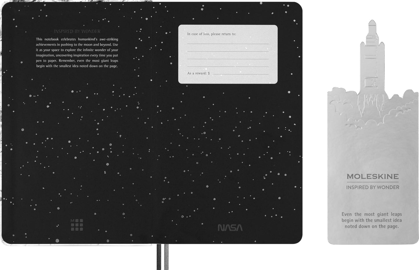 Moleskine Limited Edition NASA-inspired 'Moon surface' Ruled Notebook & Plain Cahier Journal, Large (5" x 8.25"), Light Grey, 176 pages