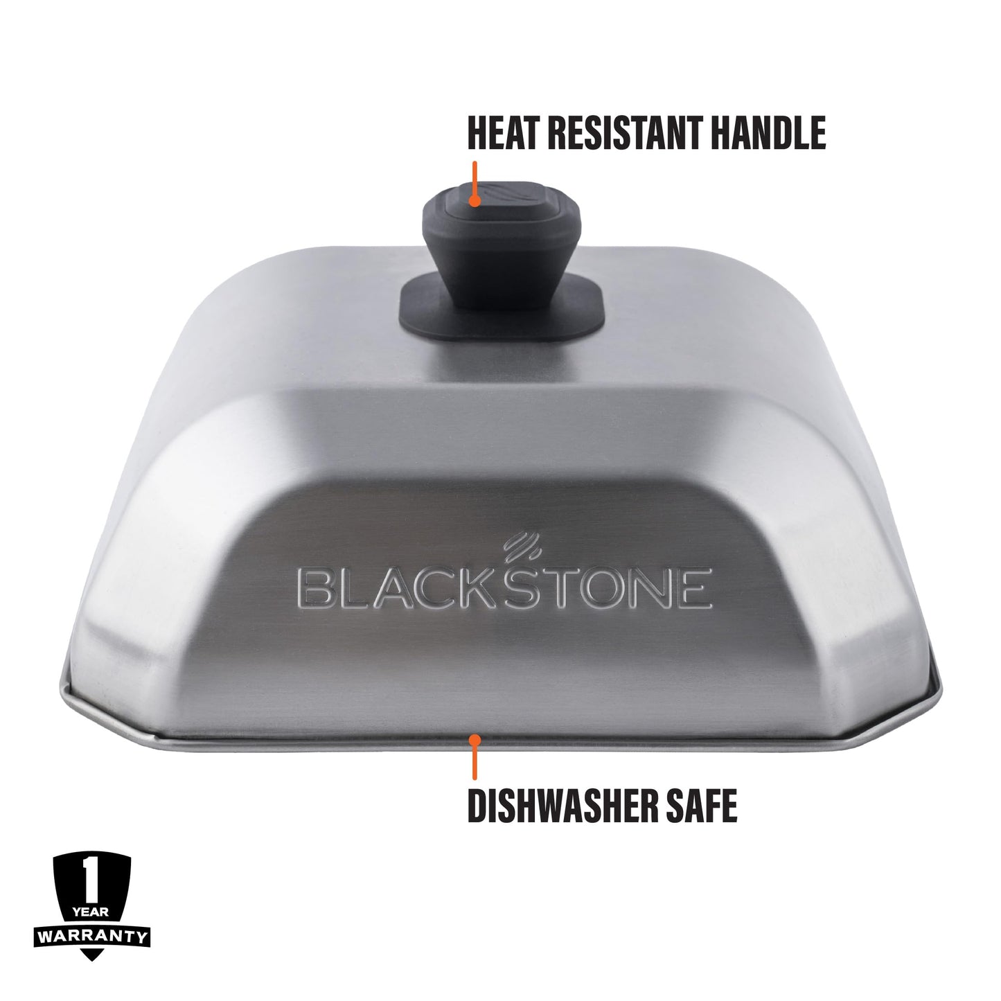 BLACKSTONE 5555 Stainless Steel Square Basting Cover Medium (10" x 10") Flat Top Gas Grill Griddle BBQ Accessories- Cheese Melting Dome and Steaming Cover, Heat Resistant, Dishwasher Safe, Silver