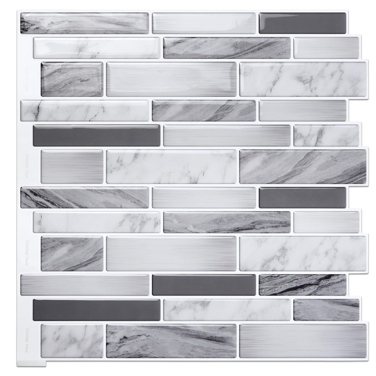 Vamos Tile 10-Sheet Peel and Stick Tile Backsplash,12"x12" Premium Kitchen Backsplash Peel and Stick Tile (Grey)