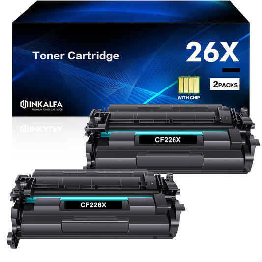 26X 26A Black Toner Cartridge 2 Pack Compatible Replacement for HP 26X 26A CF226A CF226X Toner for HP Pro MFP M426fdw M426fdn M426dw Pro M402dn M402n M402dw M402 M426 Series Printer Ink