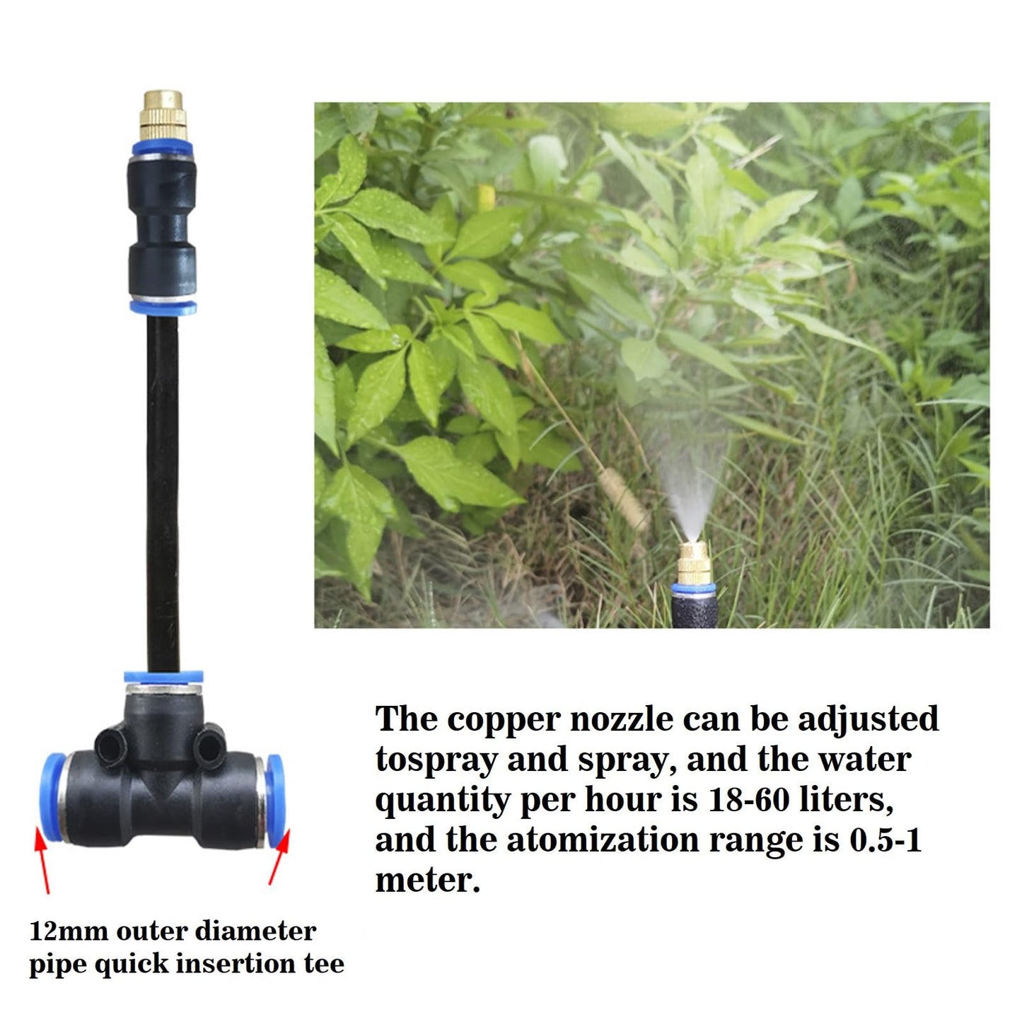 FUJINIRRI Update 82Ft Irrigation Copper Nozzle System, Automatic Irrigation Kit with Replaceable 360°Bendable Sprayer, Atomizing Copper Nozzle for Garden, Lawn, Patio & Yard