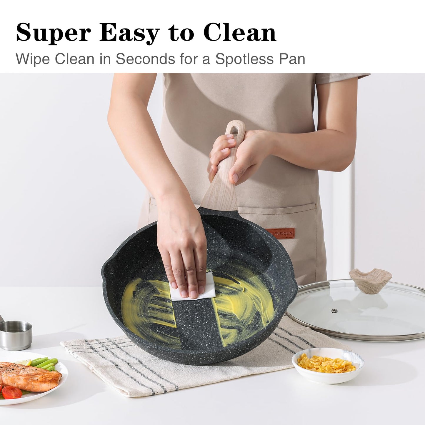 Kordisen Non Stick Frying Pans Set, 3 Piece Skillets and Frying Pans Nonstick, Healthy Induction Cookware for Cooking, Stay-Cool Handle, PFOA Free (8, 9.5, 11 Inch)
