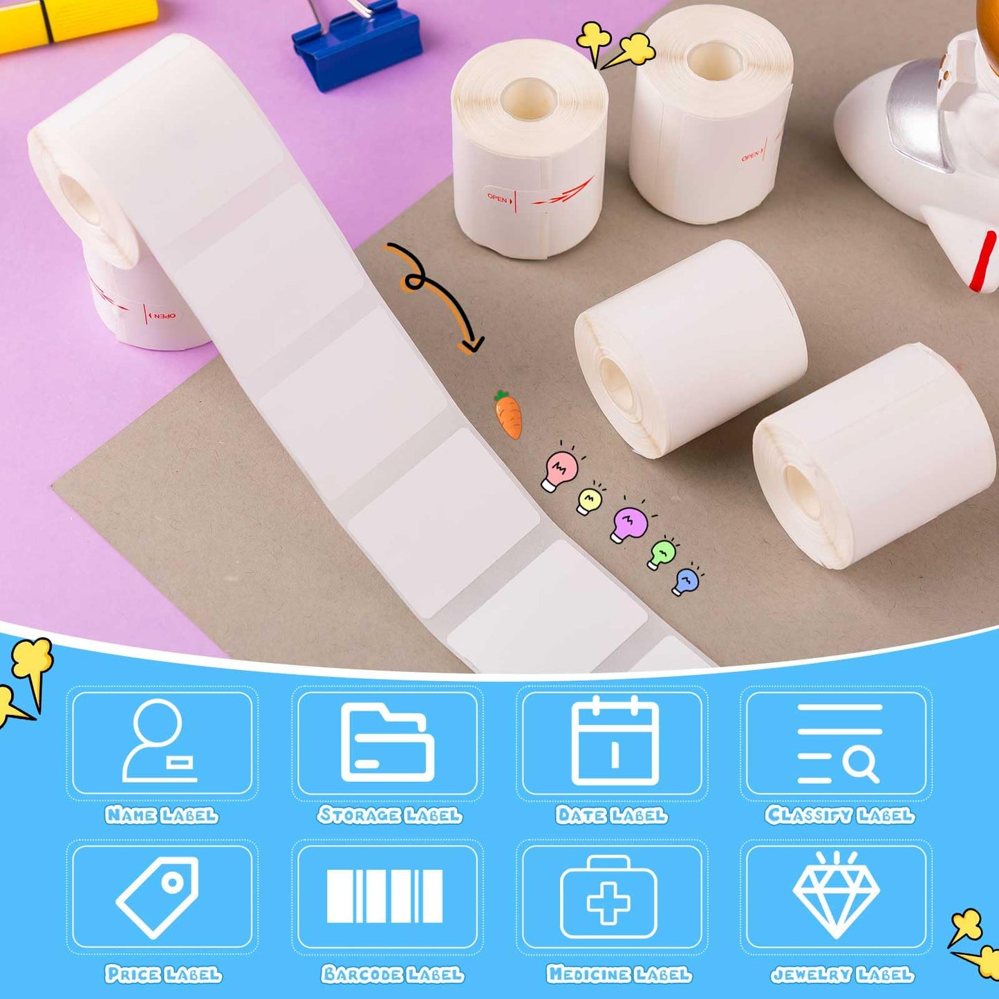 Ctosree 24 Rollers Compatible with Phomemo/D30 Label Maker Blank Adhesive Thermal Paper Compatible with Phomemo Label Printer Paper Sticker Tape for Name Price (1.57 x 1.18 Inch)