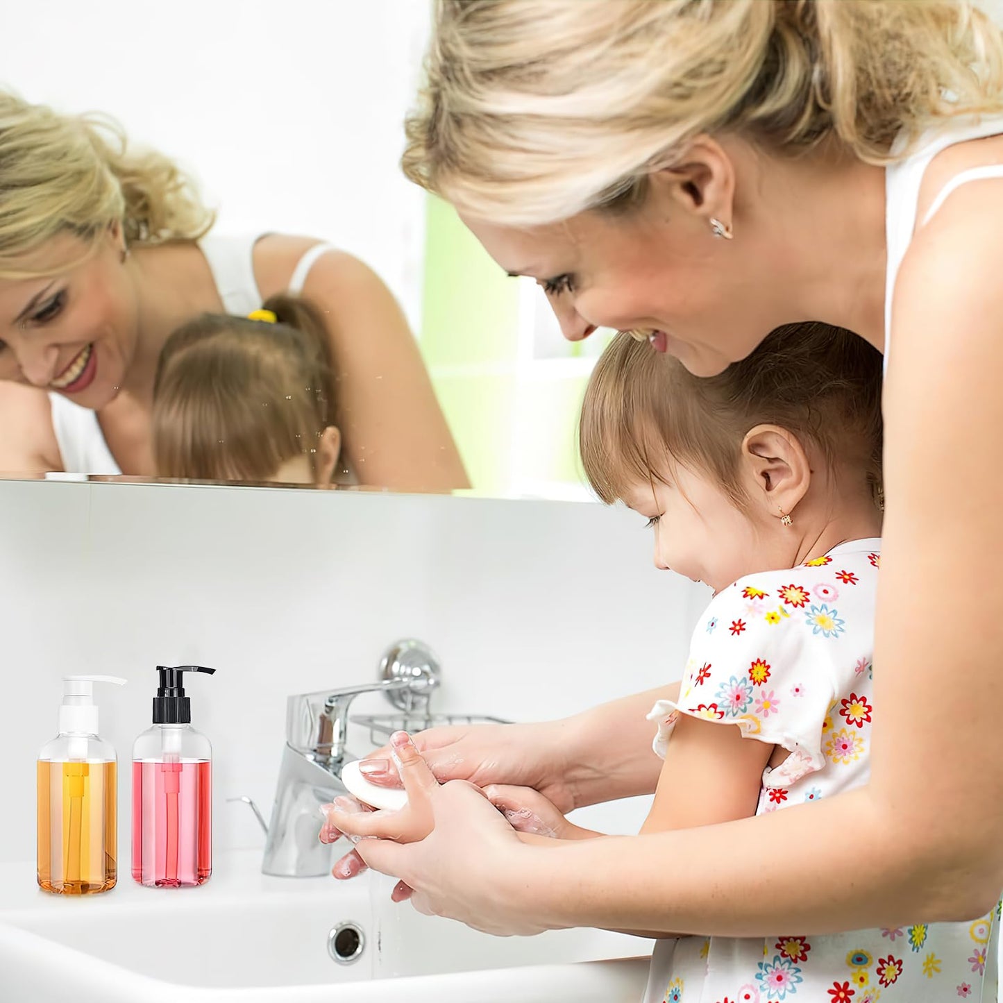 30 Pack Clear Empty Lotion Bottles, 8 oz Plastic Pump Bottles, Shampoo and Conditioner Dispenser Bottles with Pumps for Body Wash, Shampoo, Massage Lotion (Black&White)