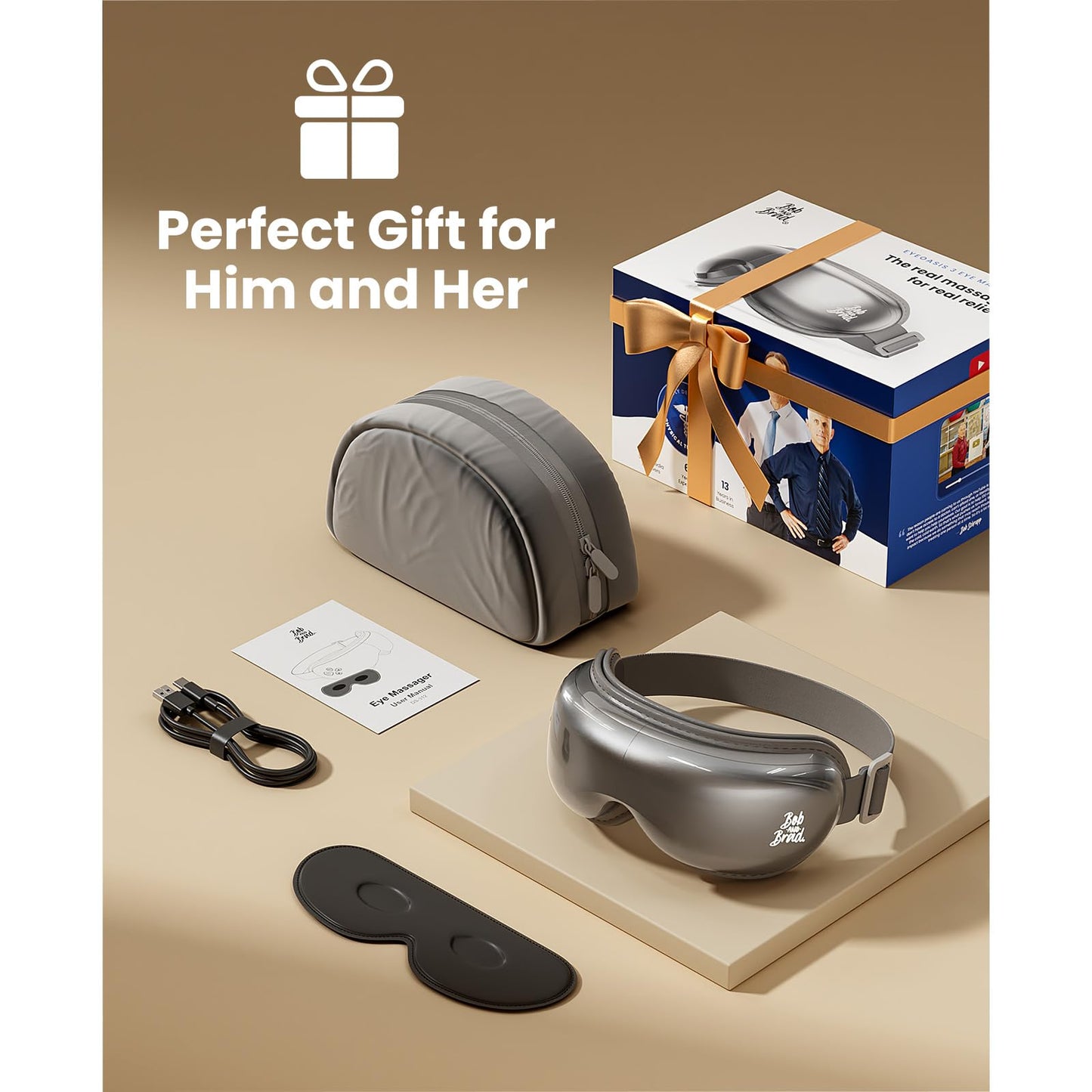 BOB AND BRAD EyeOasis 3 Eye Mask with heat and Cooling, Birthday Gifts,Heated Eye Machine with DIY Setting, Electric Eye Machine, BT Music Eye Relax Devices