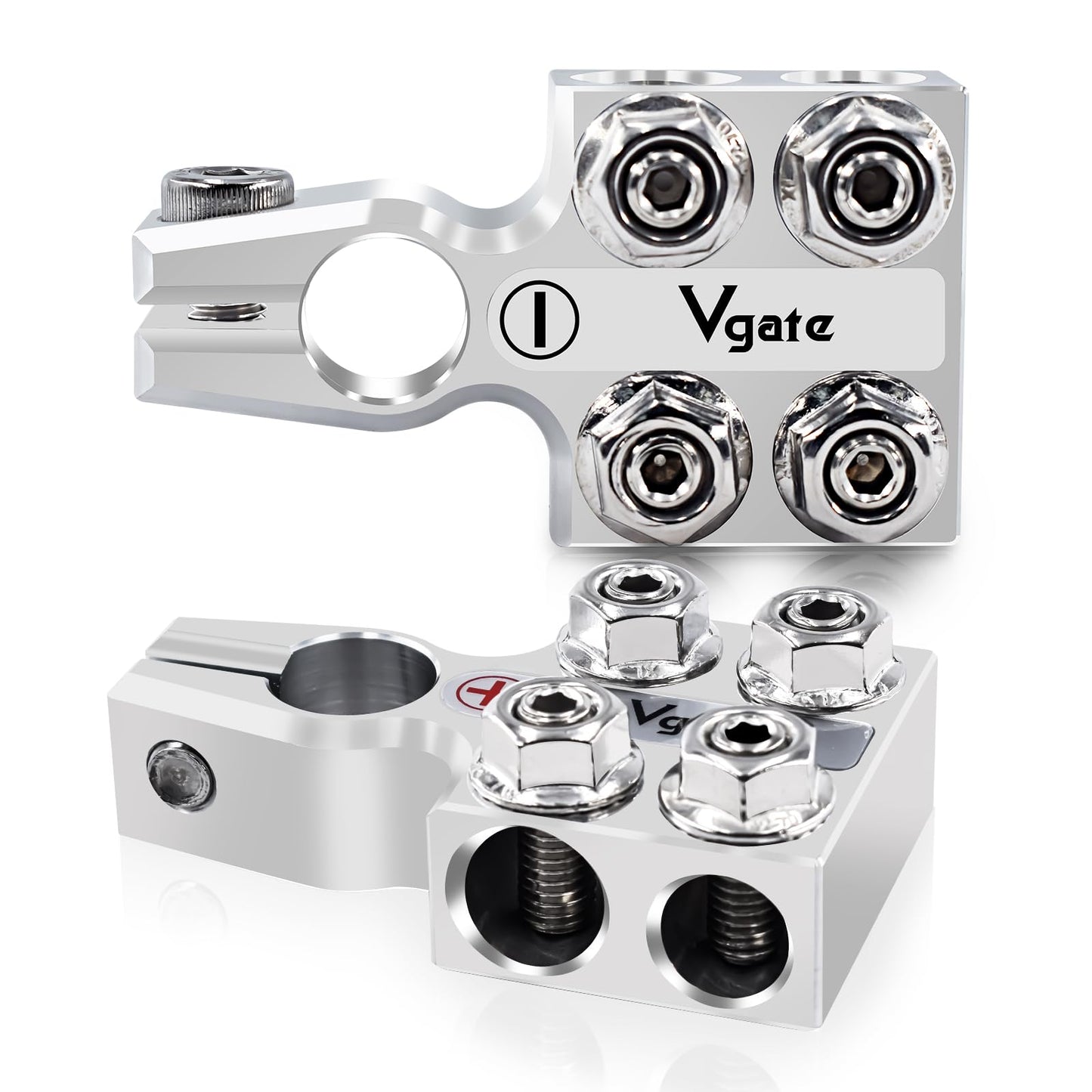 Vgate 8-Way Lead Acid Battery Car Terminal Connector, AGM Post Terminal Ends, 8AWG up to 4/0(XL) AWG Gauge, Positive & Negative for SAE/DIN/EN Tapered Top Post