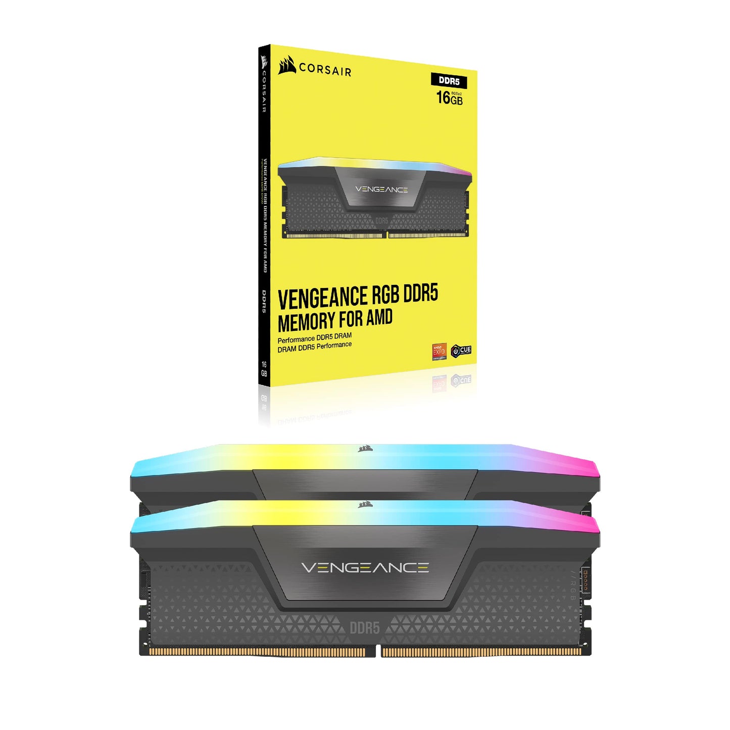 CORSAIR VENGEANCE RGB DDR5 32GB (2x16GB) DDR5 6000MHz CL36 AMD EXPO Intel XMP iCUE Compatible Computer Memory – Gray (CMH32GX5M2E6000Z36)