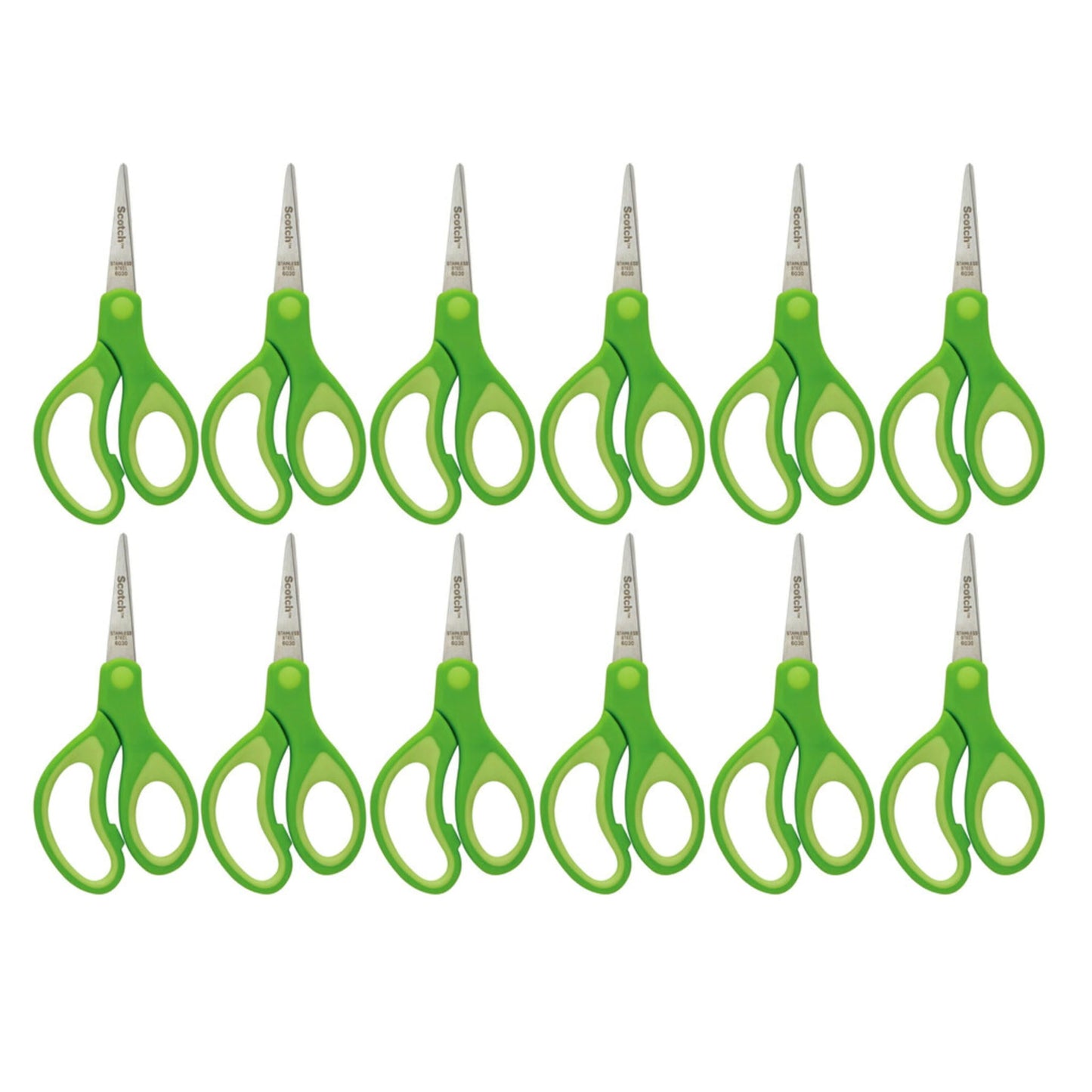 Scotch 5-Inch Soft Touch Pointed Kid Scissors, 12 Count Teacher Pack, Green (1442P-12)