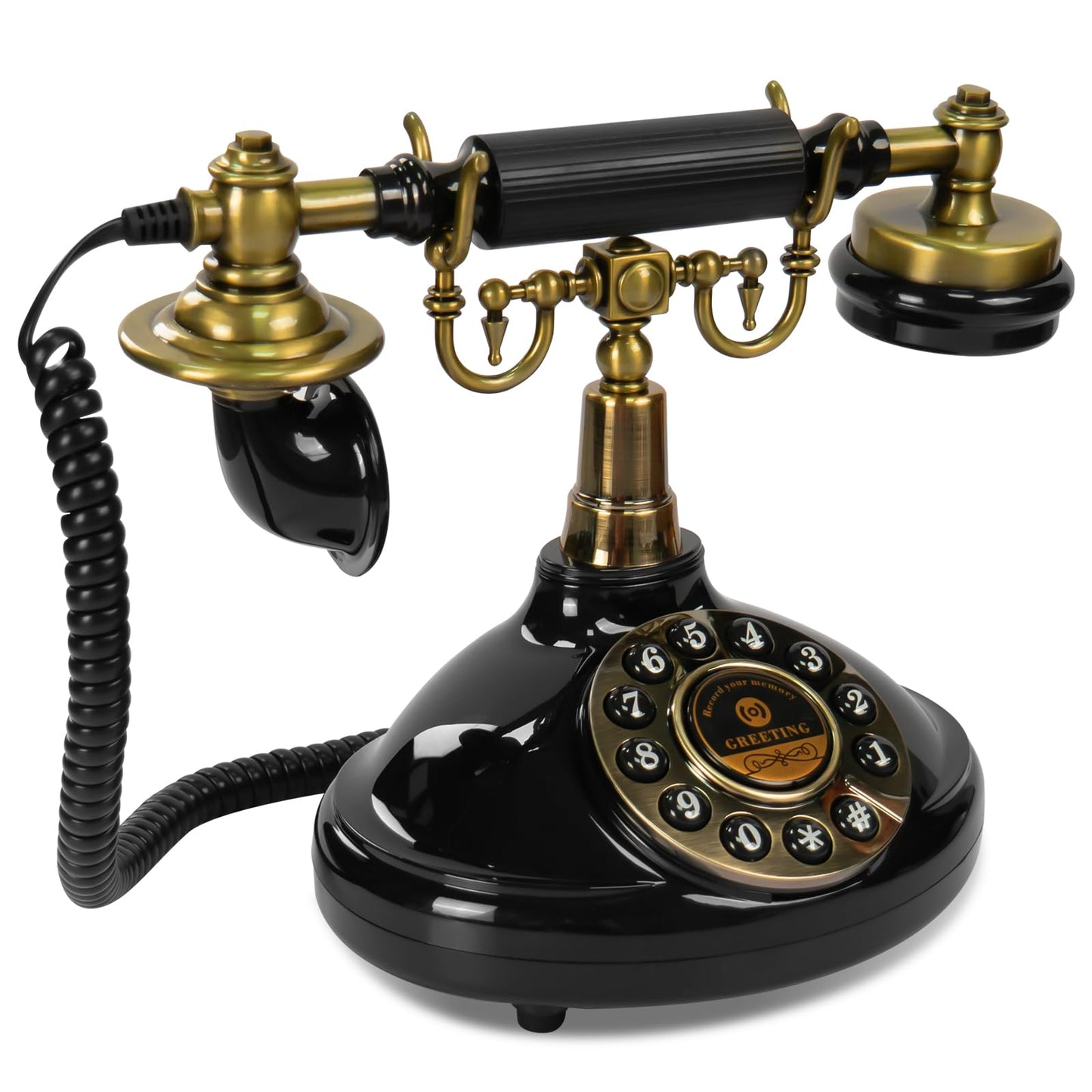 Audio Guest Book Wedding Phone,Audio Guestbook Phone Vintage Style Audio Message Voicemail for Graduation Retirement Party Birthdays Baby Shower Special Occasions (Black)