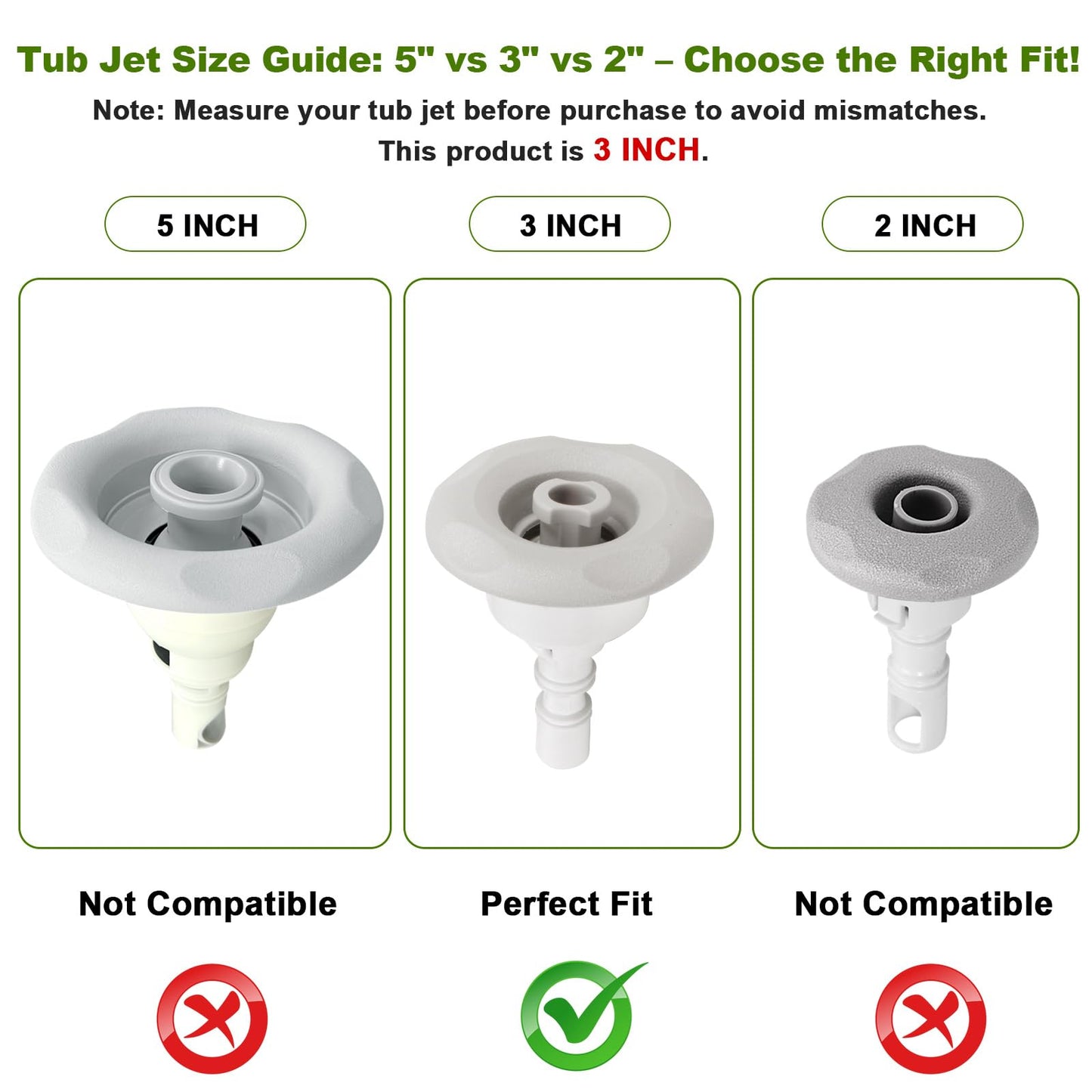 IWIWE 3 Hot Tub Jet,Spa Hot Tub Mini Storm Jet Internals Replacement Parts 212-7929 Spa Hot Tub Jets Replacements 3" 218-6930 Cluster Storm Jet Directional Diffuser (3 Pack)