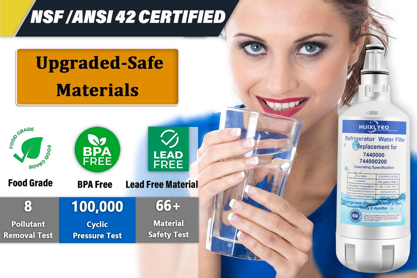 EFF-6043A Replacement Filter, Compatible with Liebherr 744000200, 7440002 Refrigerator Water Filter(2PCS)