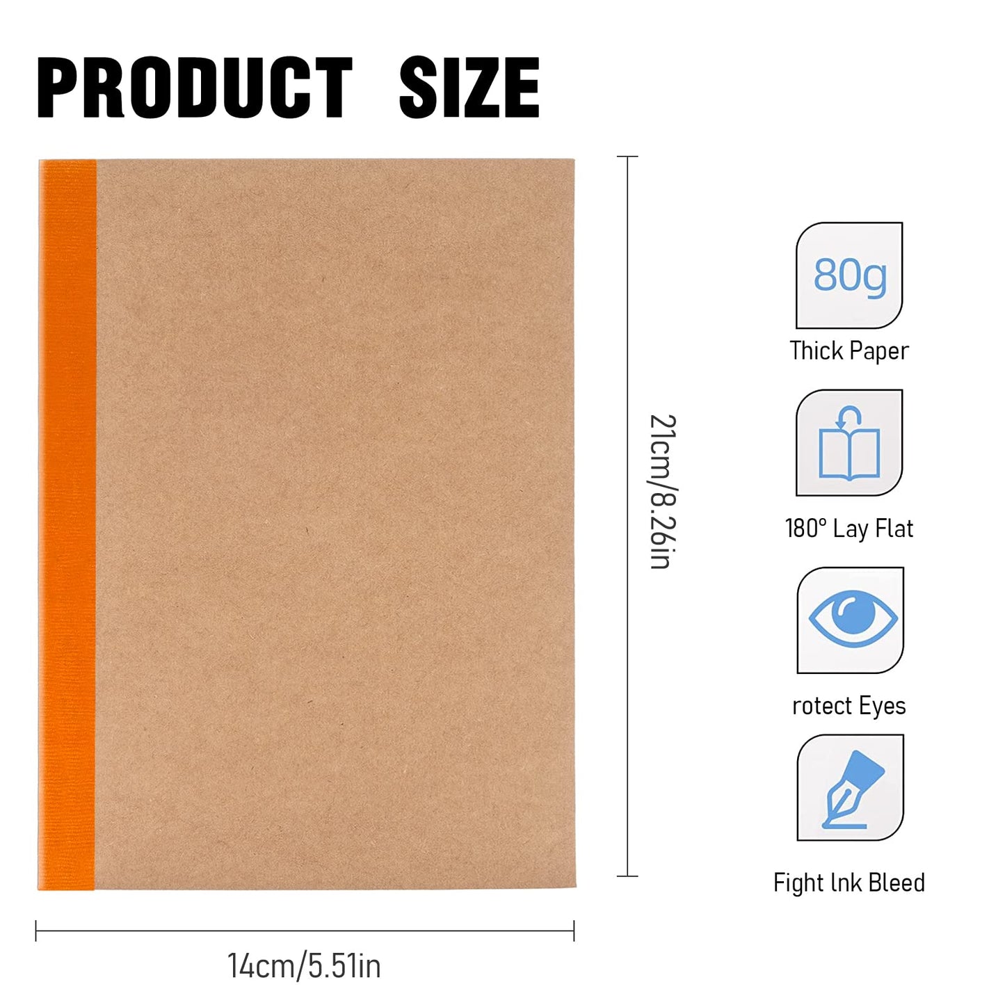 KisSealed 26 Pack A5 Kraft Notebooks,10 Colors Composition Notebooks, Lined Travel Journal Bulk with Rainbow Spines for Travelers, Students and Office Supplies,60 Pages,8.3x 5.5 inches