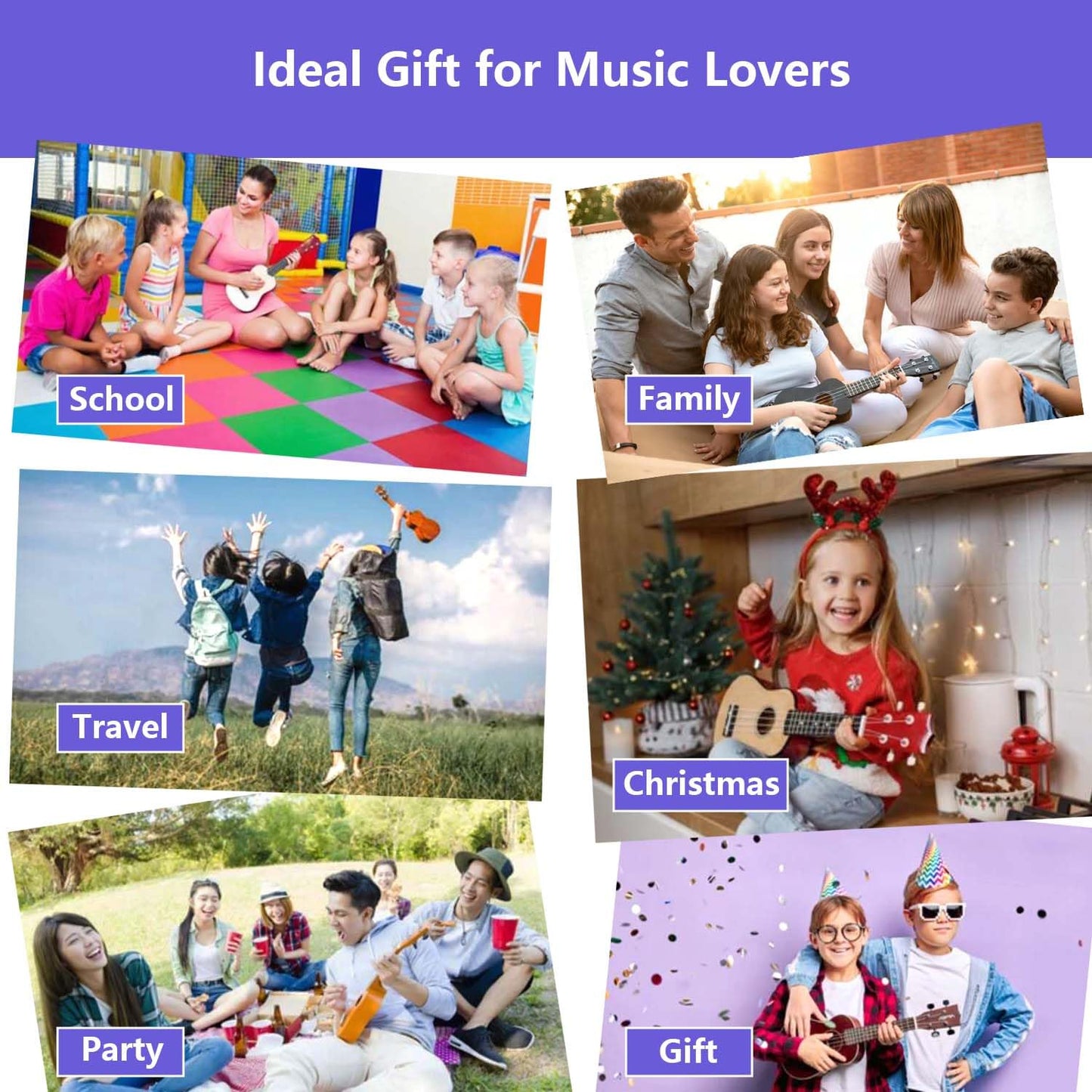 Ukulele for Beginners Hawaiian Wood Soprano Ukelele Starter Kit for Kids Adult Student Ukalelee Uke Bundle Pack with Free Lessons Gig Bag Tuner Strap Picks Nylon Strings (Deep Purple, 21 Inch)
