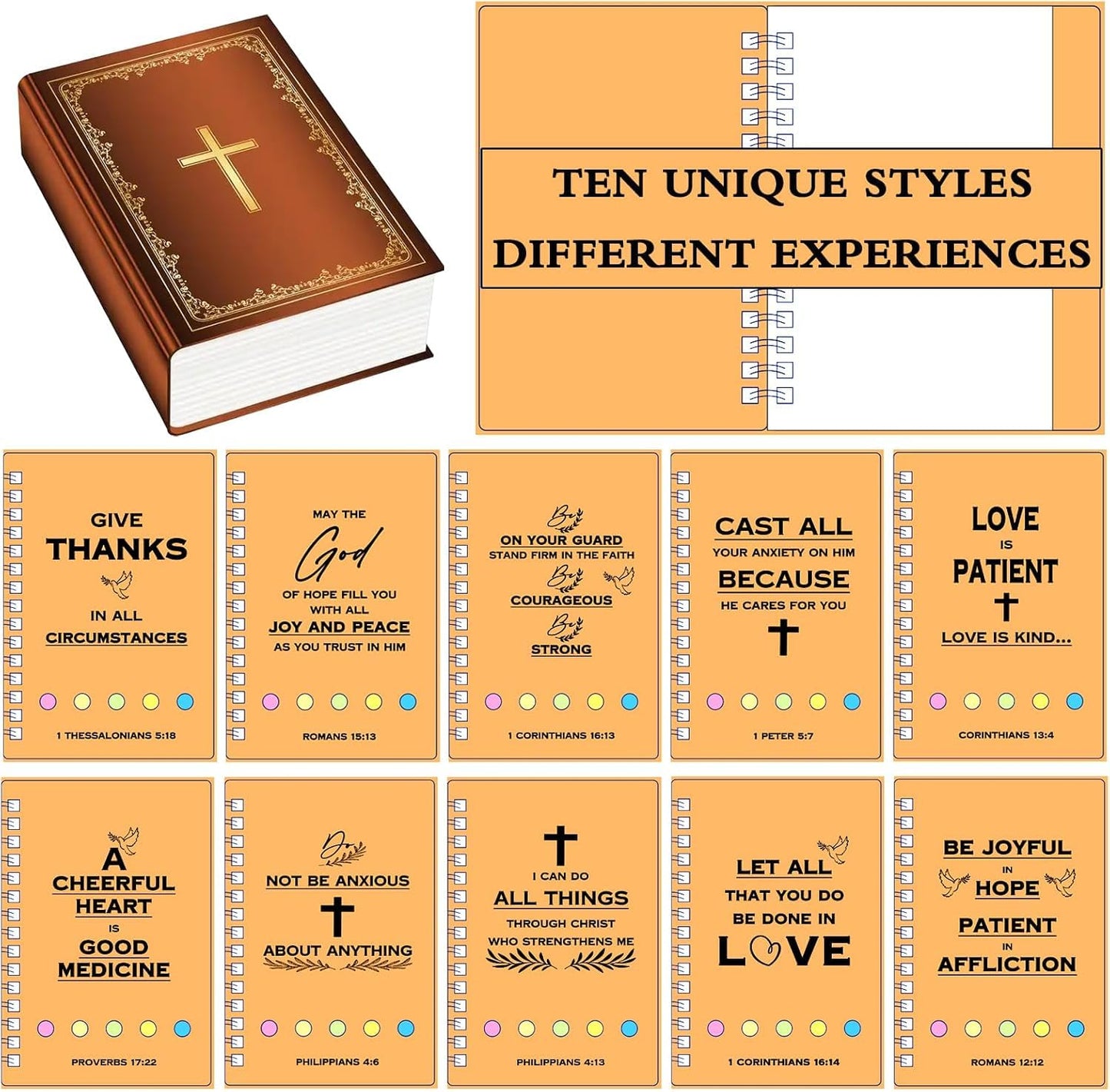 10 Sets Christian Notebooks Bulk Prayer Journals Inspirational Christian Gifts Bible Notebook with Bible Verse Pens for Women Men Church Members Bible Study Groups & Church Families
