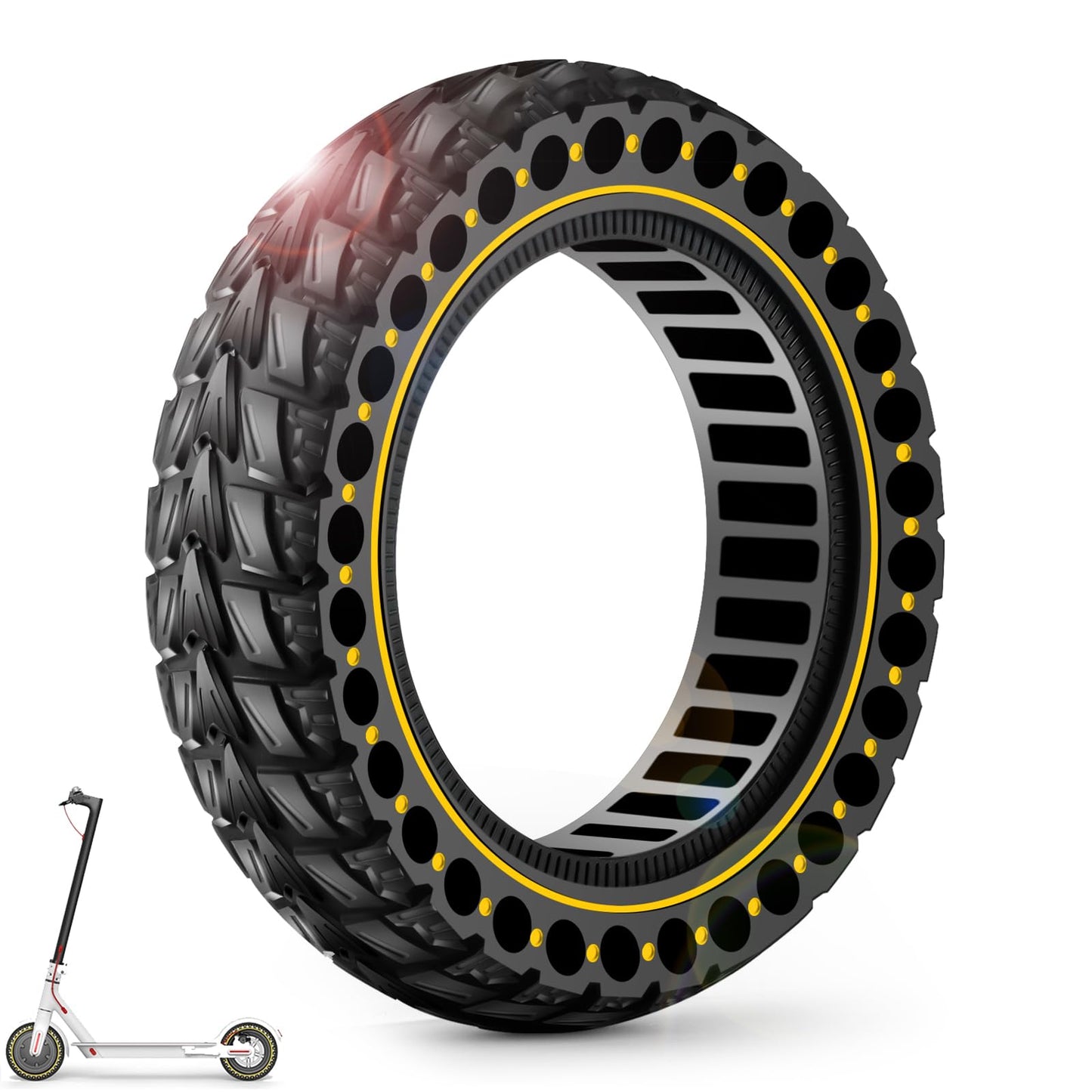 BANGTING 60/70-6.5 Scooter Tire, 10x2.5 inch Tire Solid for Segway Ninebot G30/G30D/G30E/G30LP/ G30D II/G30 Max, 10x2.5-6.5 Tires Replacement for Electric Scooter (Black) (Yellow (1PCS))