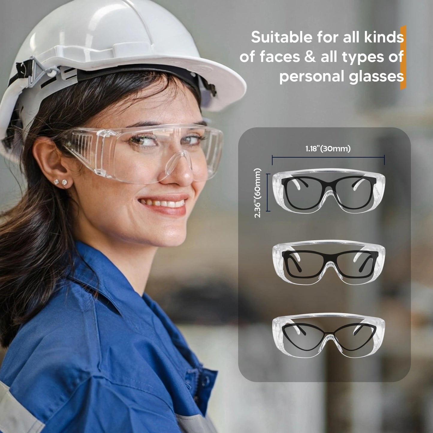 Clear Safety Glasses Over Eyeglasses 12 PACK ANSI Z87.1 Impact Resistant Wide Vision Safety Goggles Fit Over Most Glasses Dust/Chemical Splash Proof Lightweight Protective Eyewear for Men Women