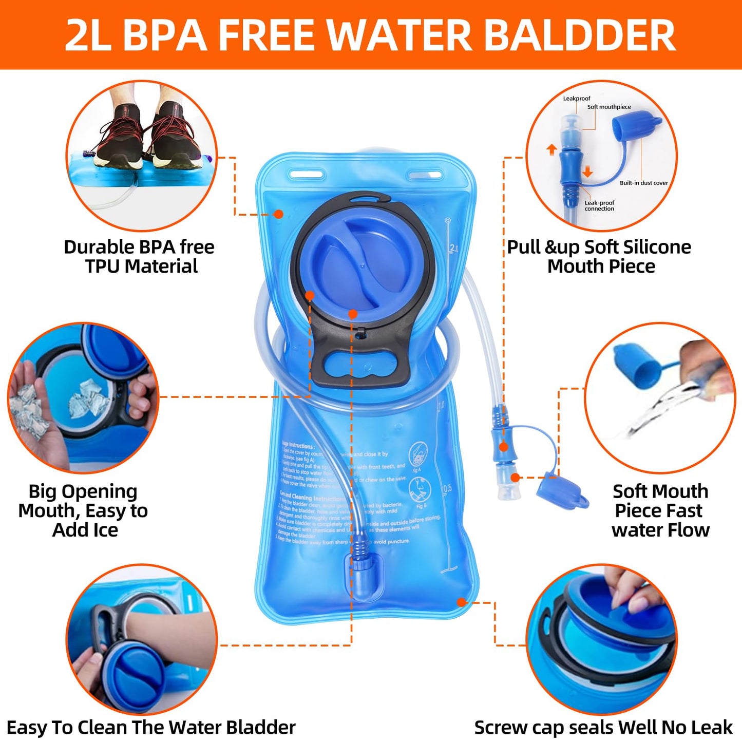MSTOKIN Hydration Backpack Hydration Pack Hiking Backpack with Water Bladder for Kids Man Women Lightweight Water Backpack Hydration Bag Hiking Bag for Cycling Biking Climbing(Black)