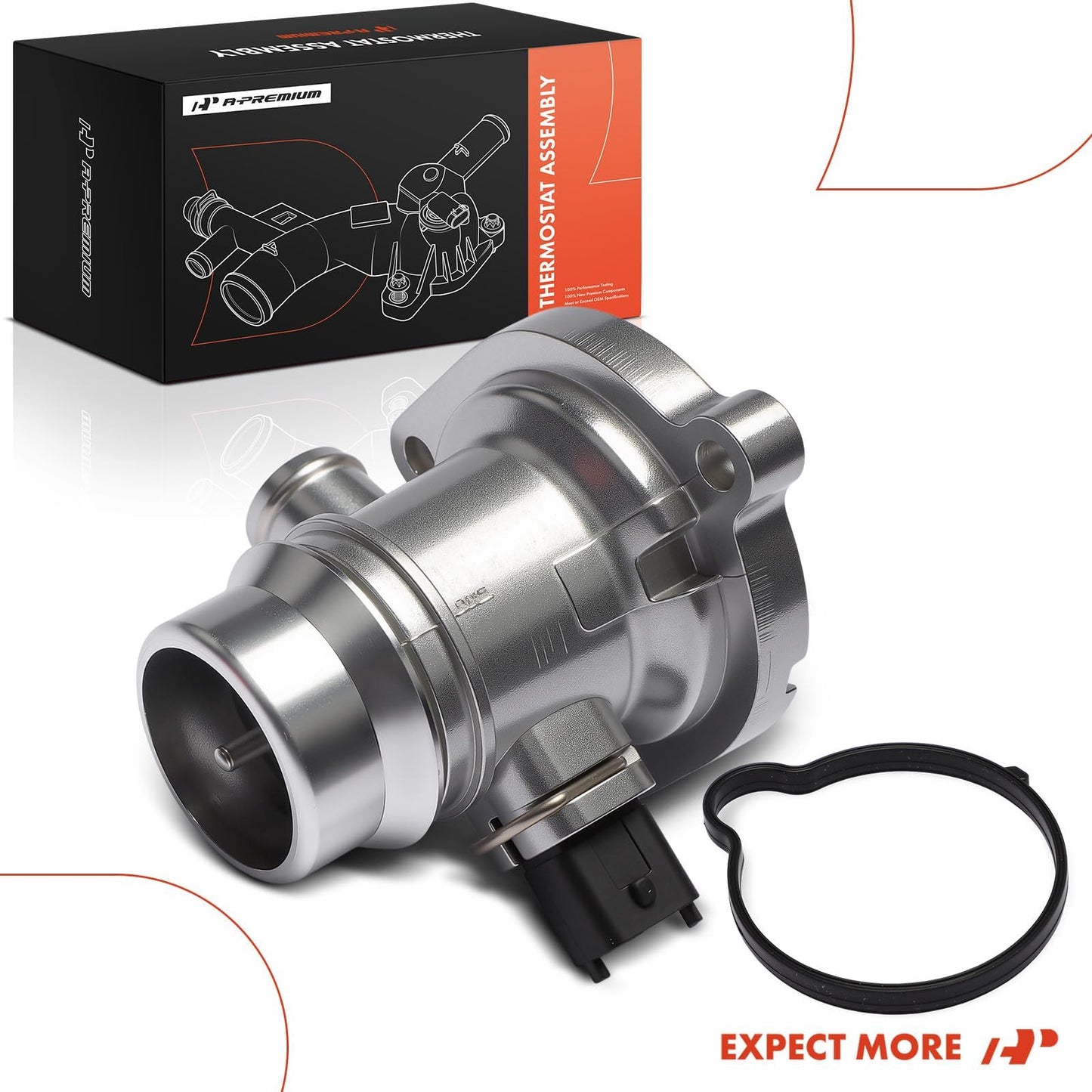A-Premium Engine Coolant Thermostat Housing Assembly with O-ring Compatible with Chevrolet Cruze 2011-2016, Sonic 2012-2020, Trax 2013-2021, Cruze Limited 2016 & Buick Encore 2013-2021, 1.4L