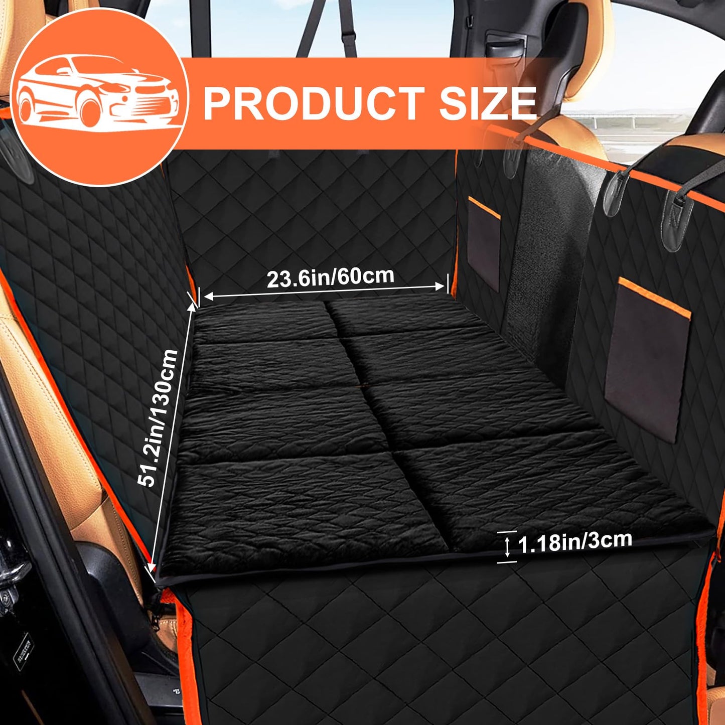XUYEDOGLSH Dog Car Seat Cover and Back Seat Extender Custom Blankets,Suitable for Car Travel Dog Bed and Car Hammock Mat, Sofa Cushion, Comfortable Non-Slip Sole Design (Gray 51.2 * 23.6")