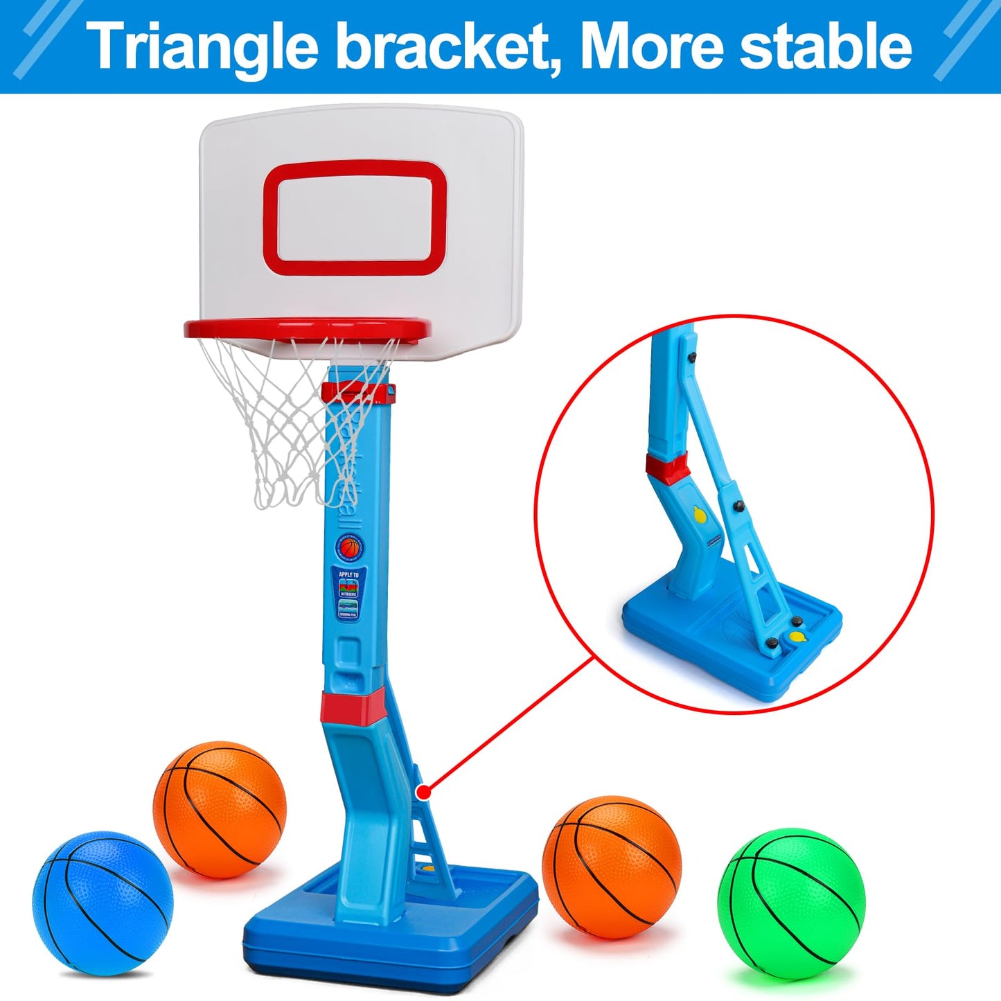 Basketball Hoop Indoor for Toddler Toys 3-5 5-8 Adjustable Portable Basketball Net Set Pool Outdoor Backyard Toy Mini Hoop Basket Ball Game for Kids Age 3 4 5 6 7 8 Year Old Boys Girls