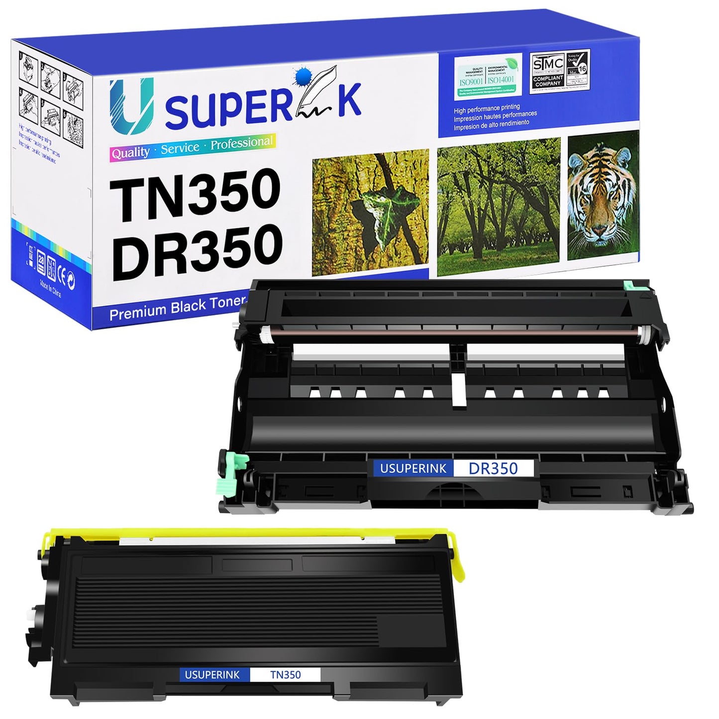 SuperInk (1 Toner, 1 Drum Compatible Toner Cartridge & Drum Unit Set Compatible for Brother TN350 DR350 use in DCP-7010 HL-2030 HL-2070N Intellifax 2820 MFC-7220 DCP-7020 MFC-7820 Printer