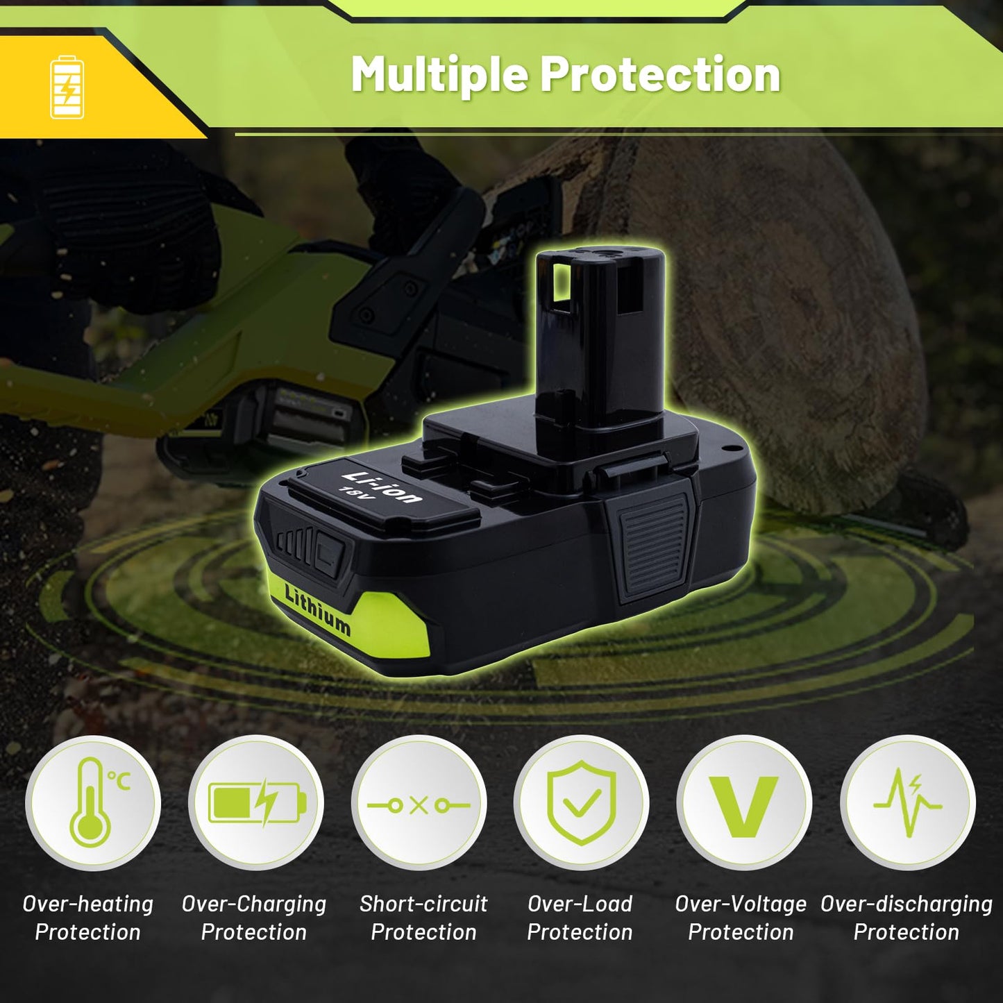 Upgrade 2-Pack 3800mAh Replacement for Ryobi 18V Battery Compatible with Ryobi 18V Lithium Battery P102 P103 P104 P105 P107 P108 P109 P190 P122 for ryobi 18 Volt Cordless Power Tools