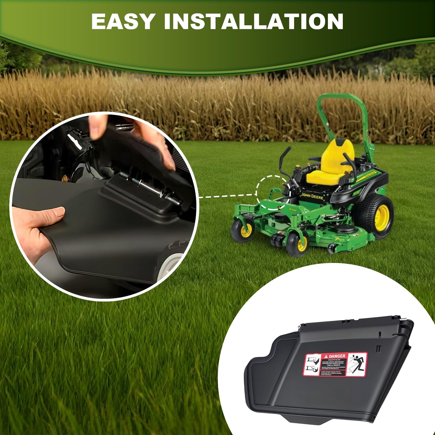 sanbaiyi Replacement Part TCA16388 Mower Deck Side Discharge Chute Kit Compatible with John Deere 48C, 54C, 54D, 62D Fits Lawn and Garden Tractor Models: GX255, GX325, GX335, GX345 Lawn Tractors