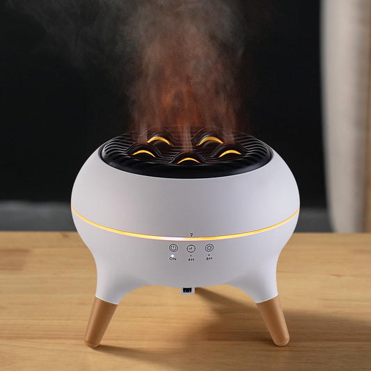 BLOIMP Essential Oil Diffuser 350ML Flame Diffuser Aromatherapy Humidifier, Remote & 7-Color Lights, Cool Mist Humidifier for Home Bedroom, Office, Hotel (White)