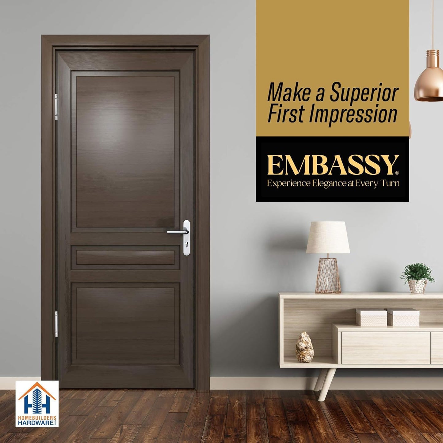 Embassy Self-Closing Door Hinge, Commercial Standard Weight 4 1/2" x 4" Adjustable Spring Hinge, Fire-Rated, Concealed Bearing, Brushed Chrome (US26D) Finish, 3 Pack -Size Ideal for Canadian Doors