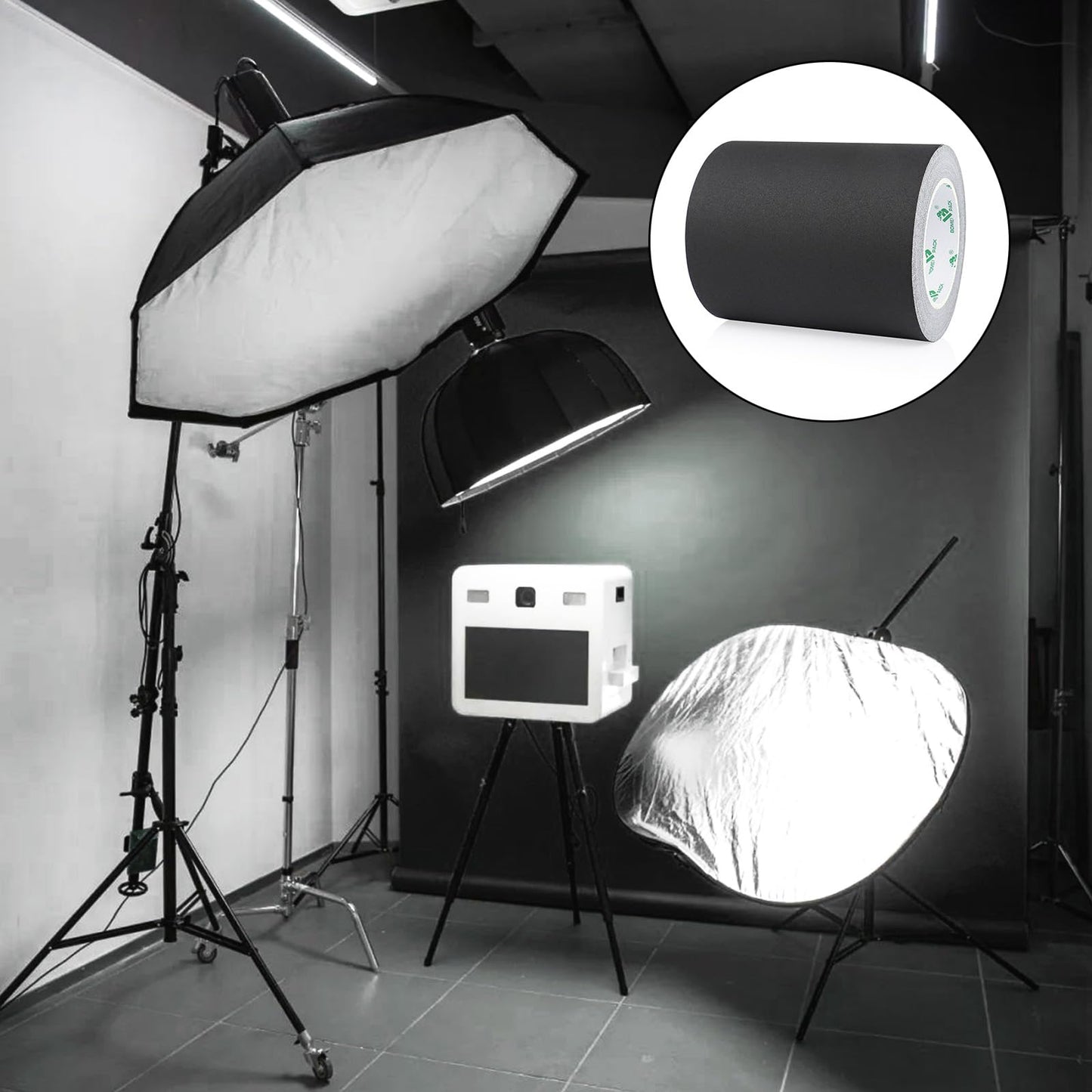 BOMEI PACK Wide Black Gaffer Tape 6 Inch x 30Yds, Non Reflective Residue Free Pro Matte Gaffing Tape for Photography